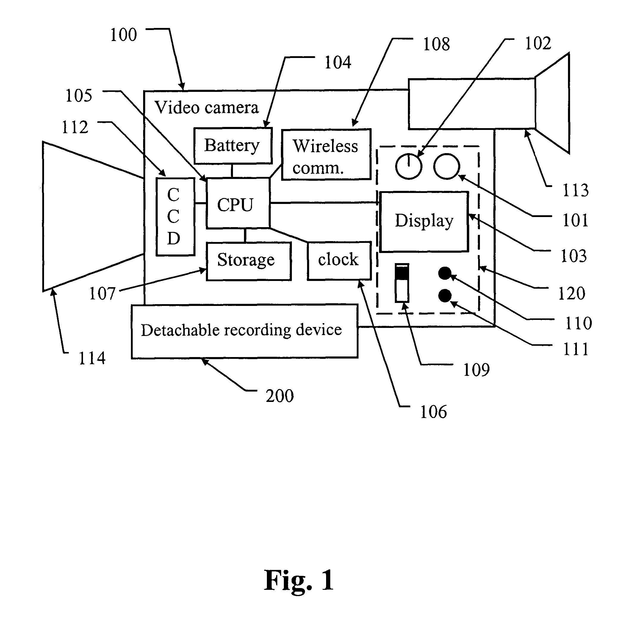 Video camera and remote recording system