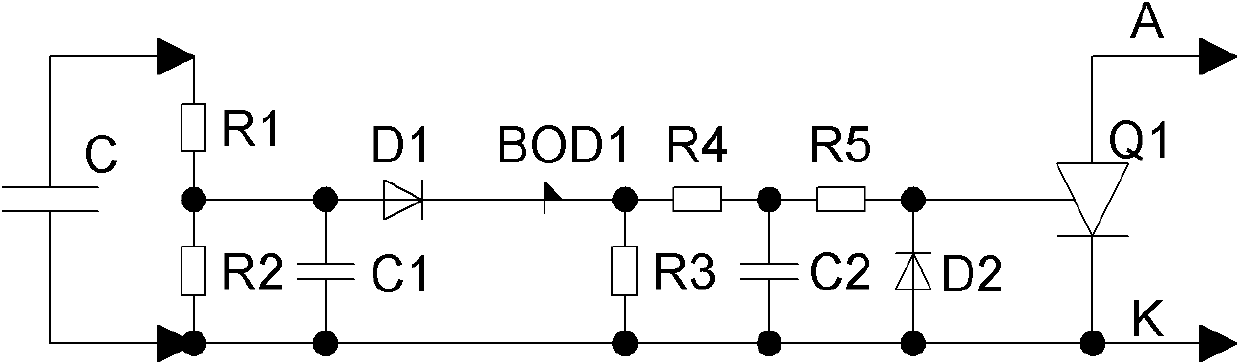 High-capacity capacitor overvoltage protection circuit adopting BOD (bistable optical device) element