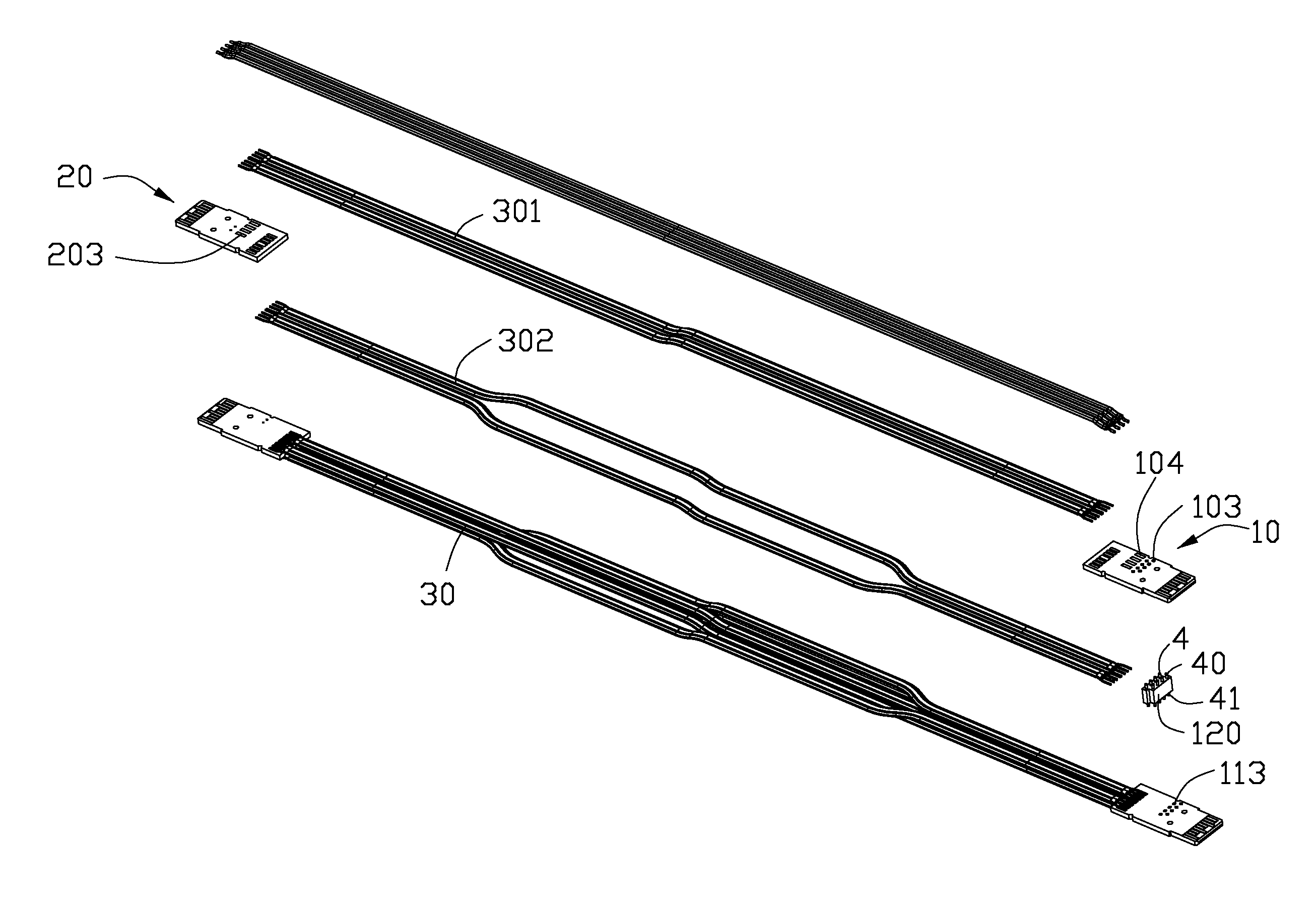 Cable connector assembly having simple wiring arrangement between two end connectors