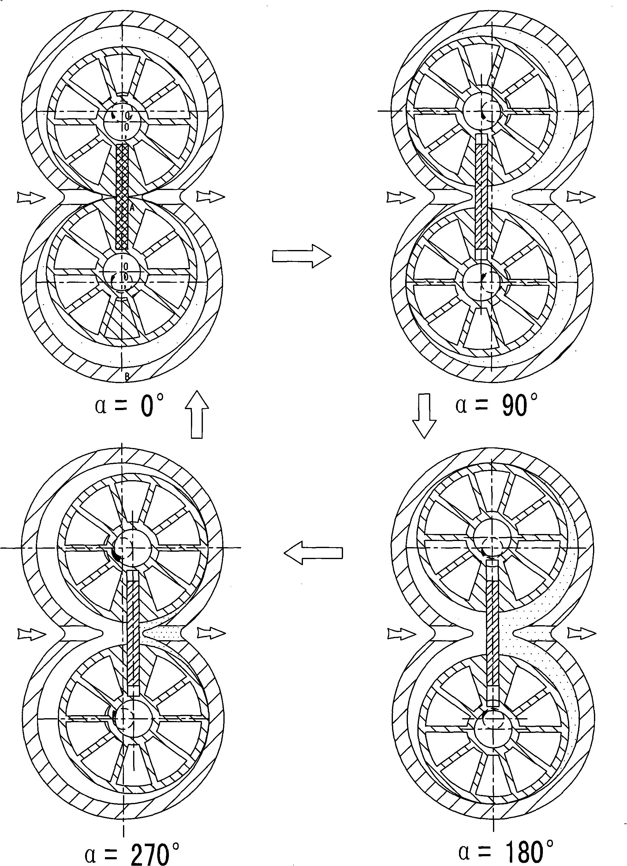 Dual rotors translation type rotary compressing device