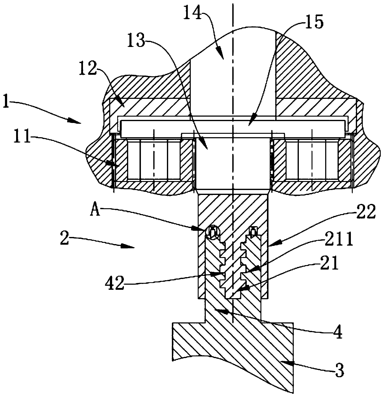A connection mechanism between the input shaft of a reducer and the output shaft of a drive motor