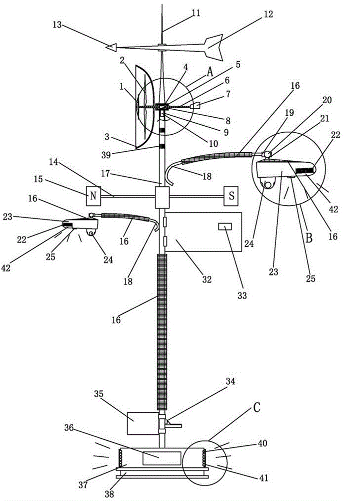 Self-power-generation intelligent streetlamp with solar thin film cells