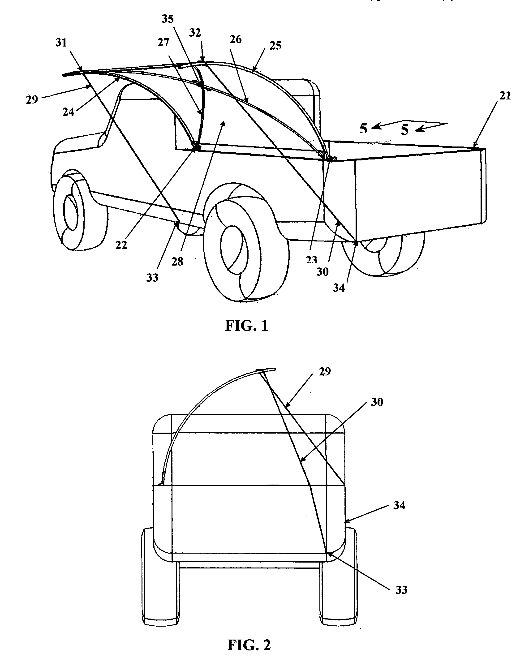 Truck bed mounted sunshade