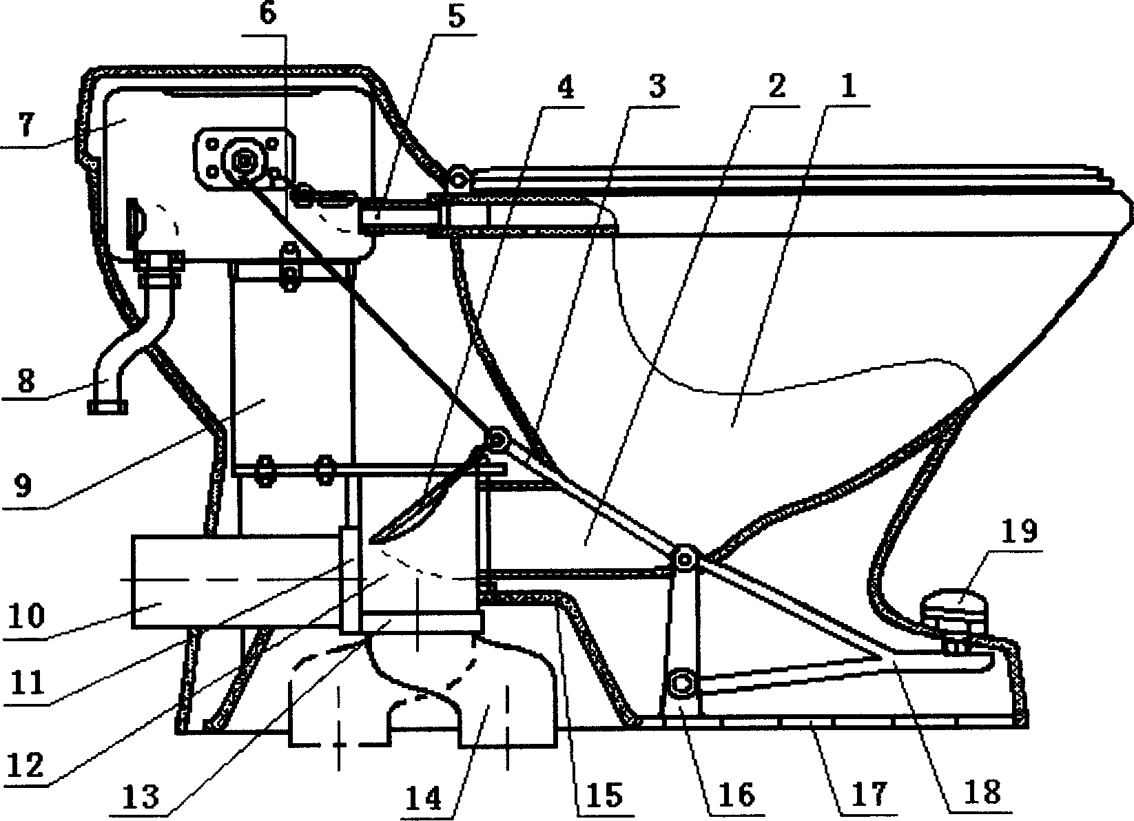 Multi-hole general purpose water-saving closet