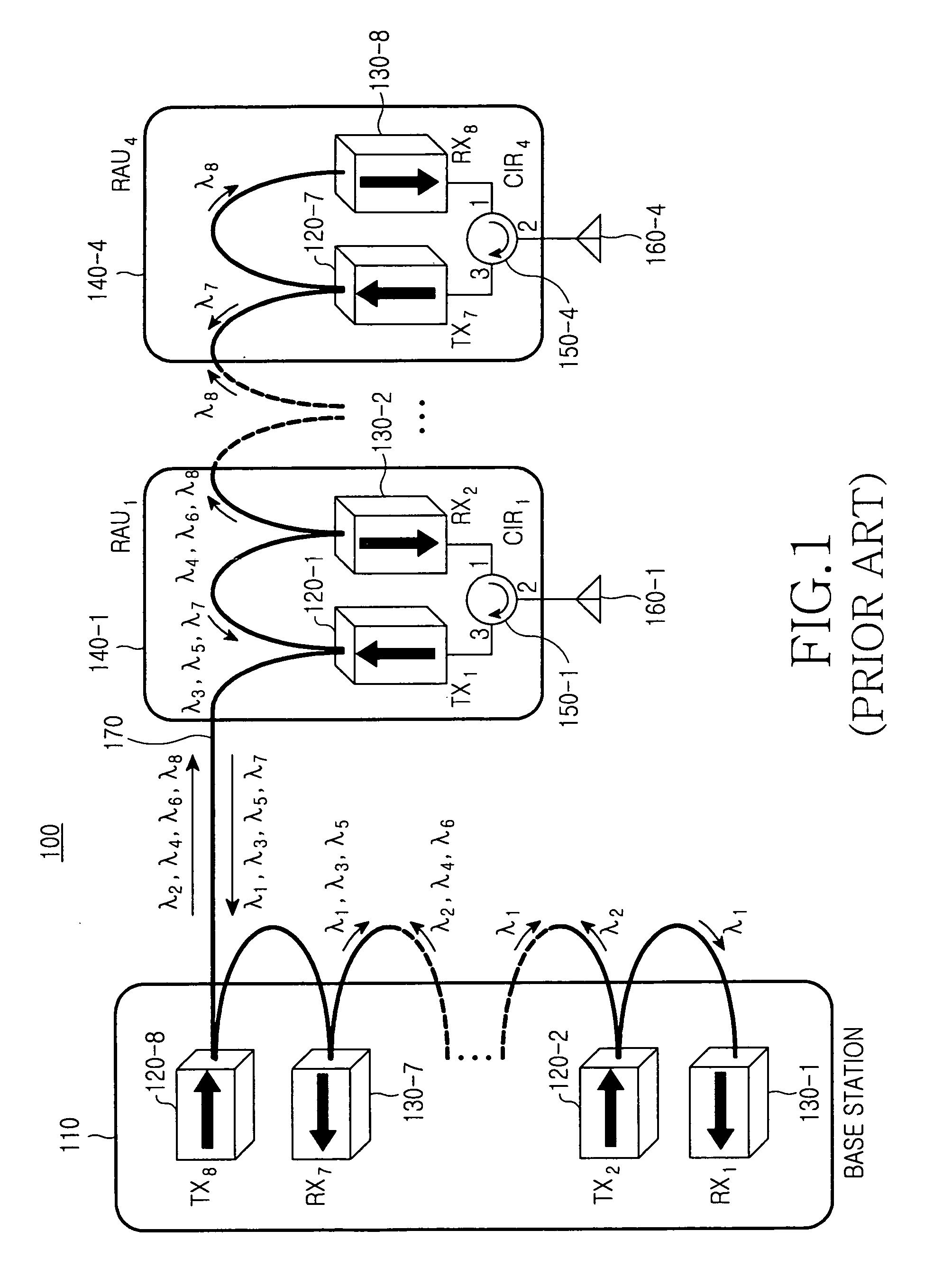 Remote antenna unit and wavelength division multiplexing radio-over-fiber network