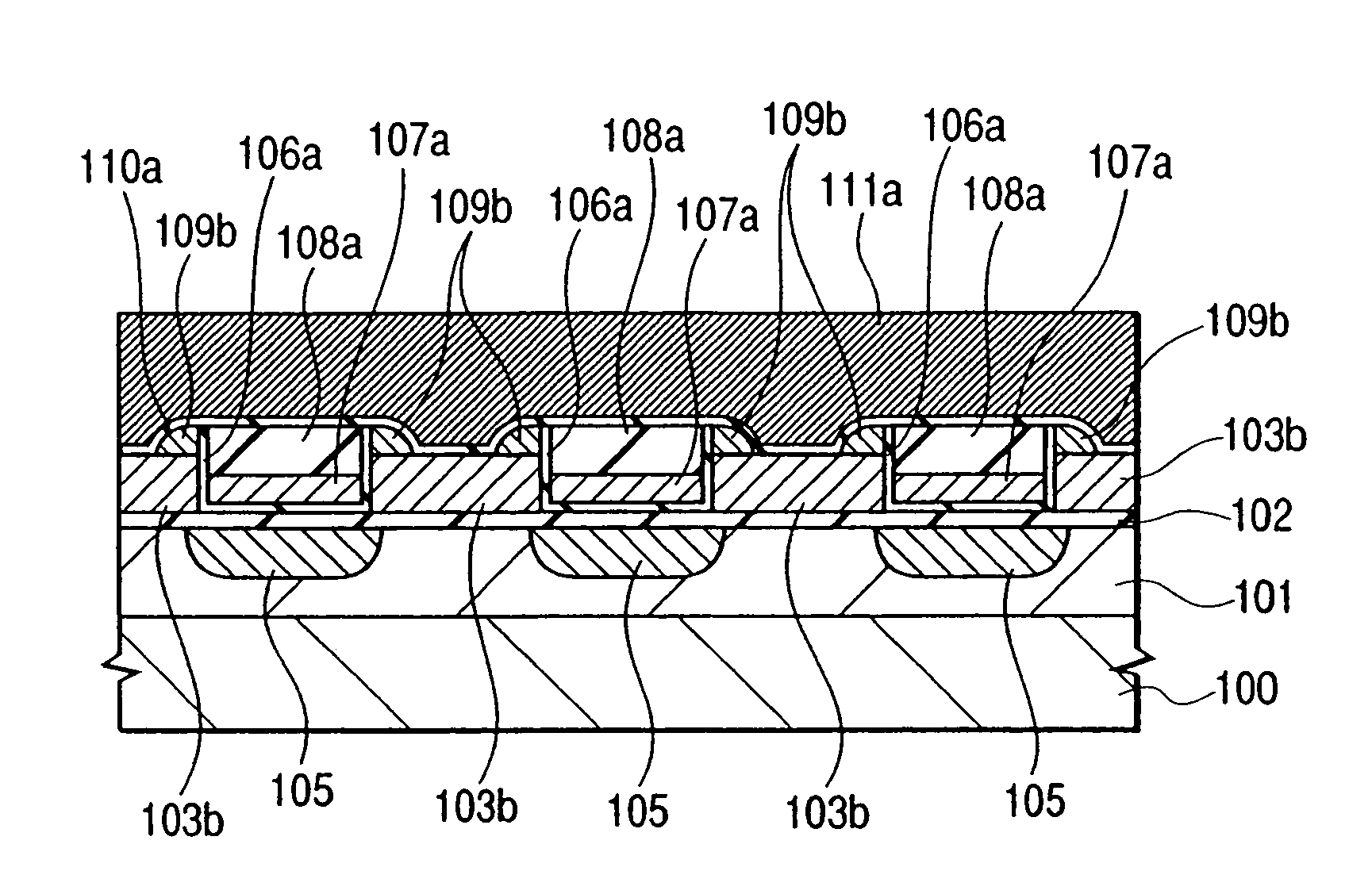 Semiconductor integrated circuit device including first, second and third gates