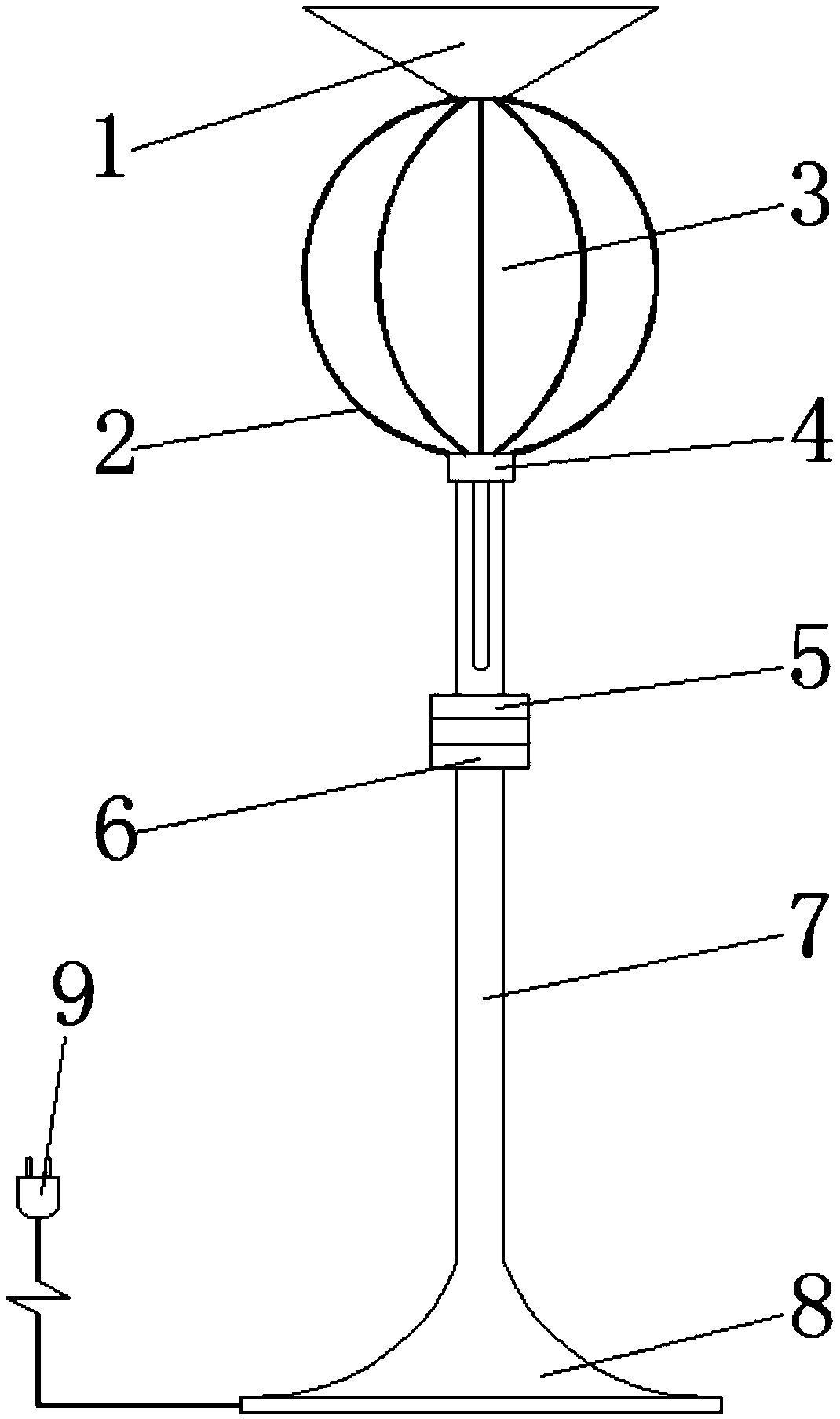 Household vertical lamp with omni-directional illuminating function