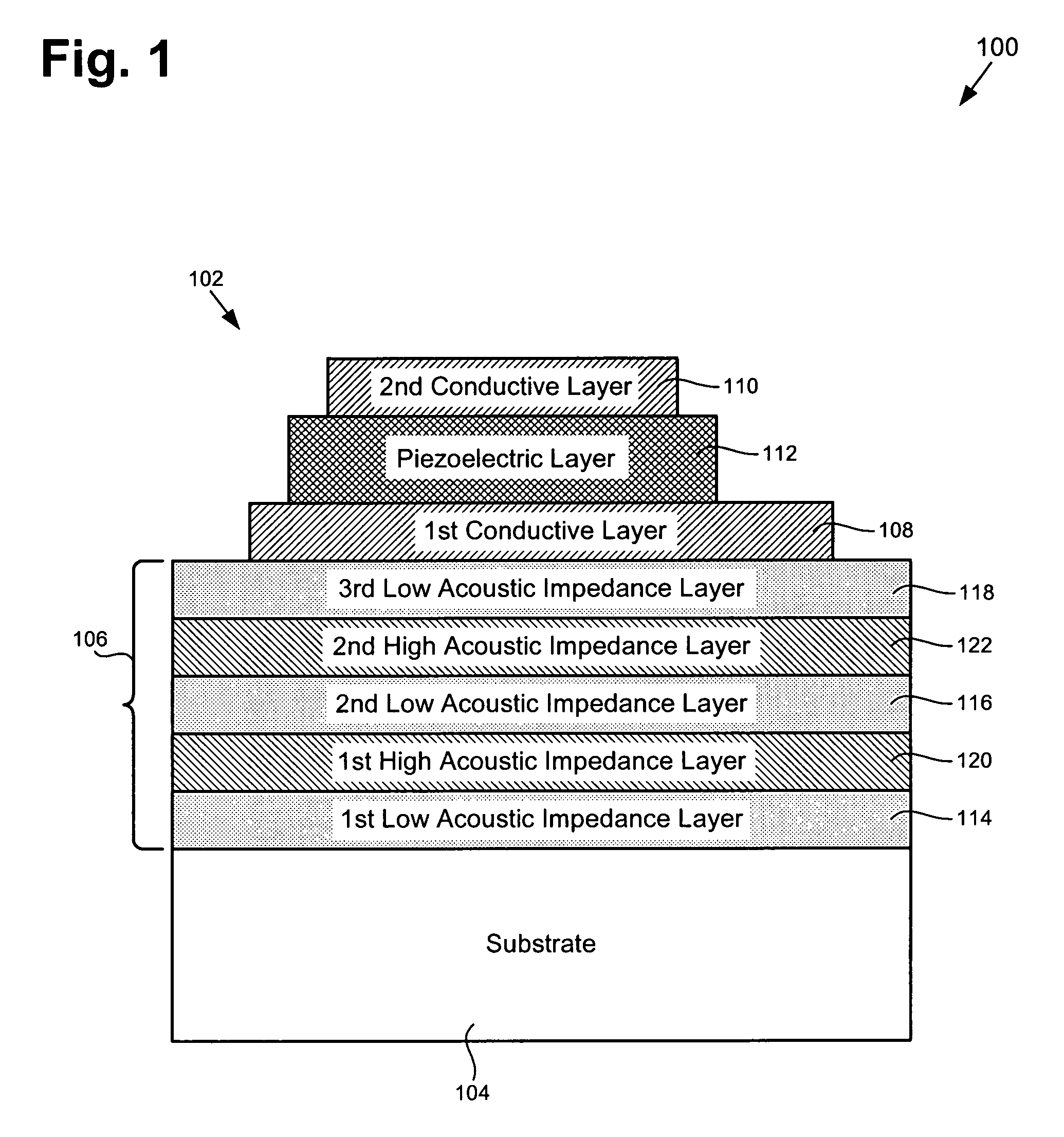 Acoustic mirror structure for a bulk acoustic wave structure and method for fabricating same