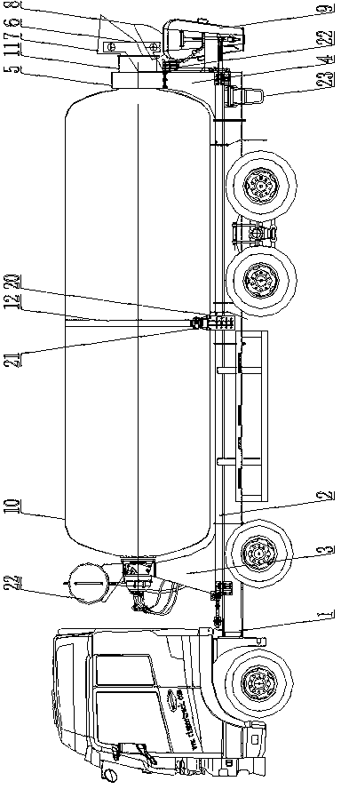 Horizontally-arranged self-sealed stirring and transporting vehicle