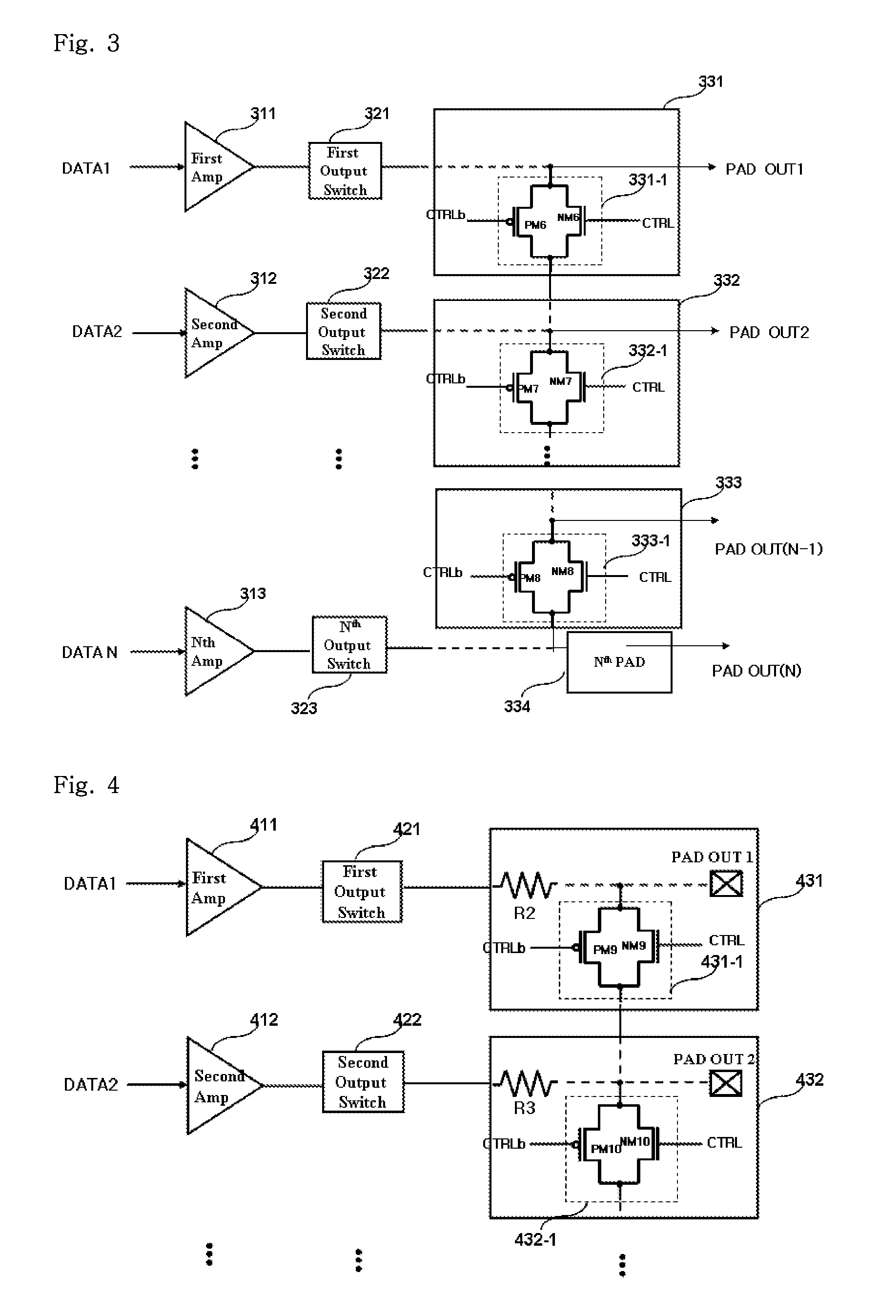 Display panel driving circuit having charge sharing switch formed in pad