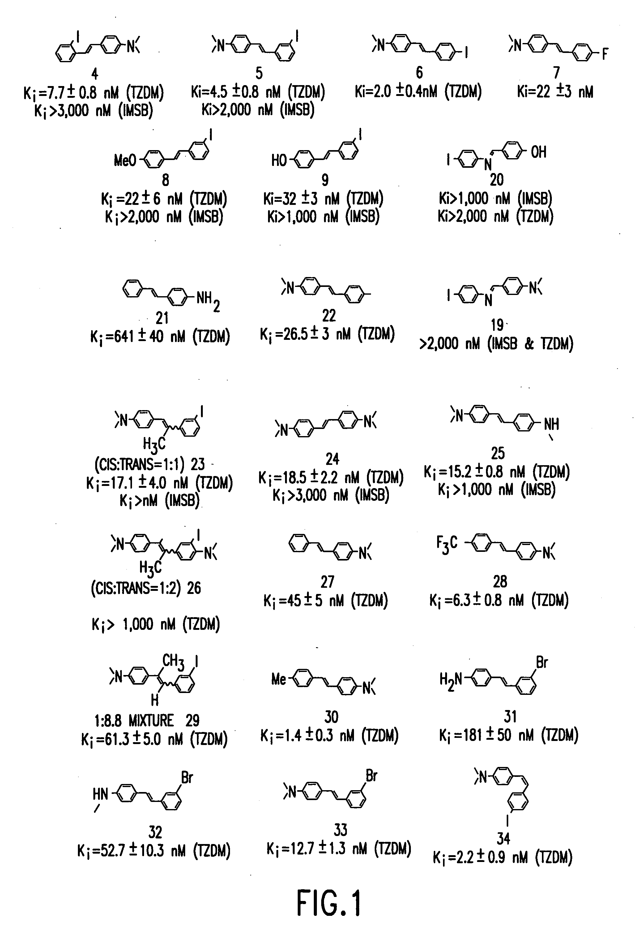 Stilbene derivatives and their use for binding and imaging amyloid plaques