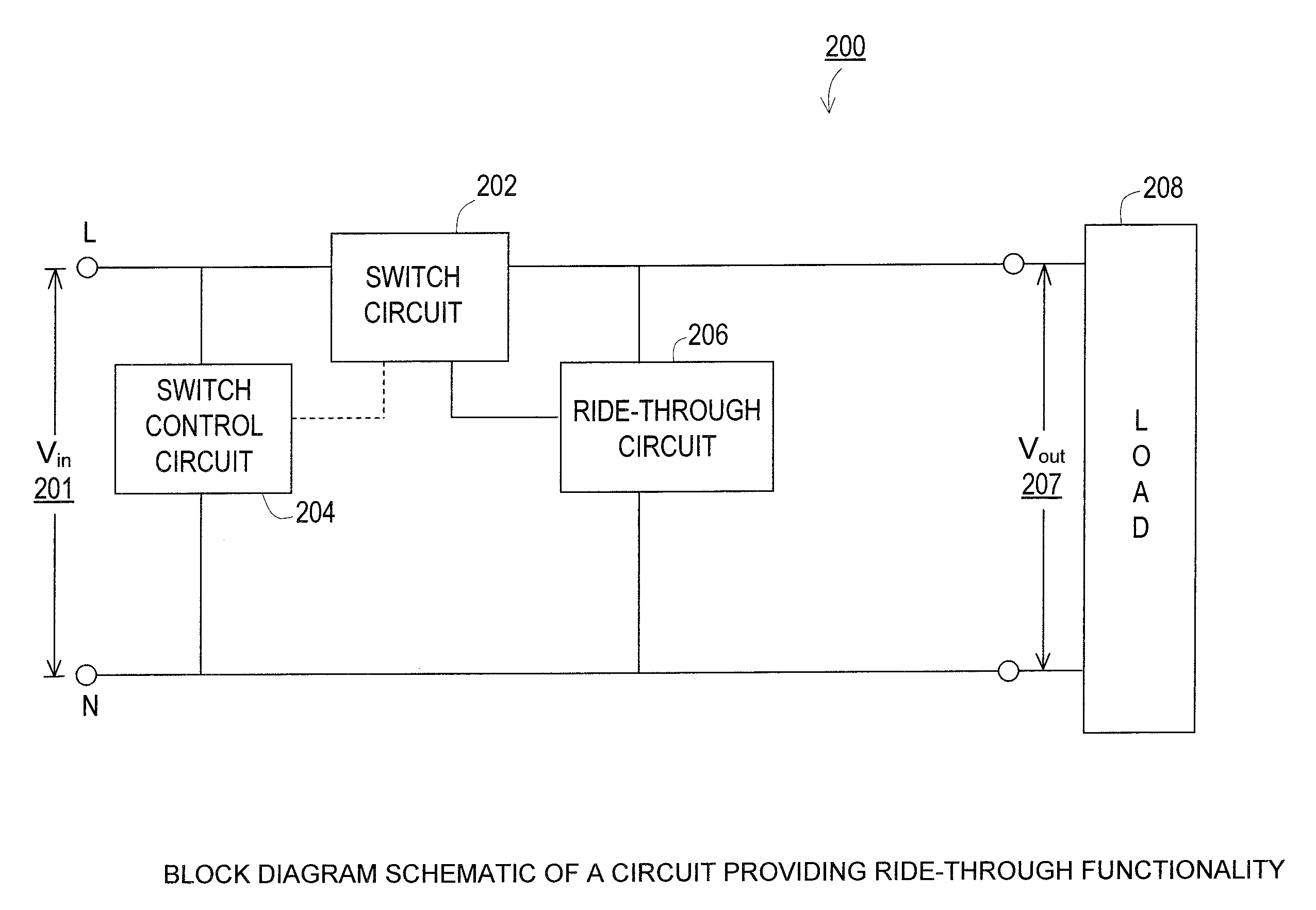 Line cord with a ride-through functionality for momentary disturbances