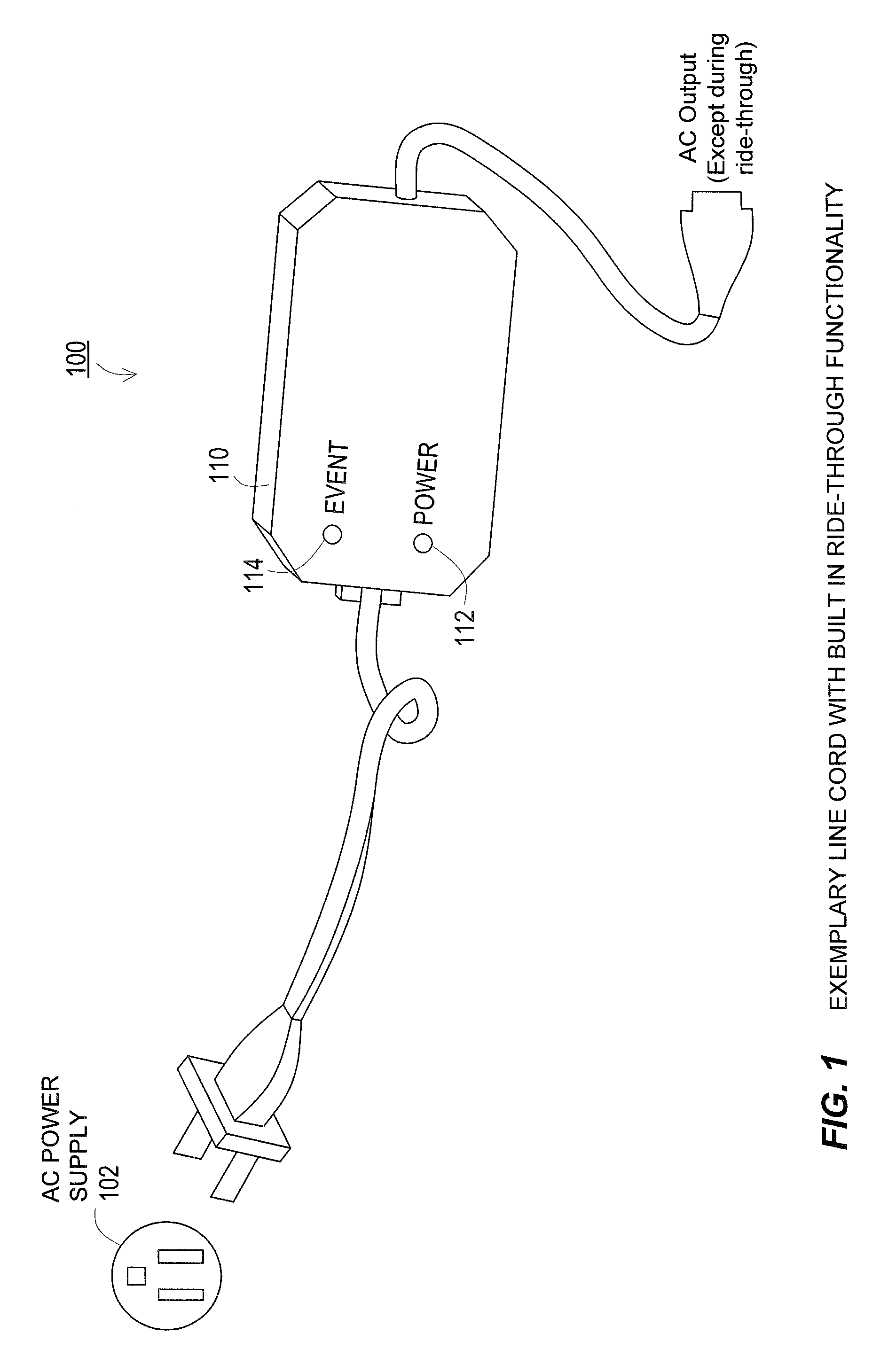 Line cord with a ride-through functionality for momentary disturbances