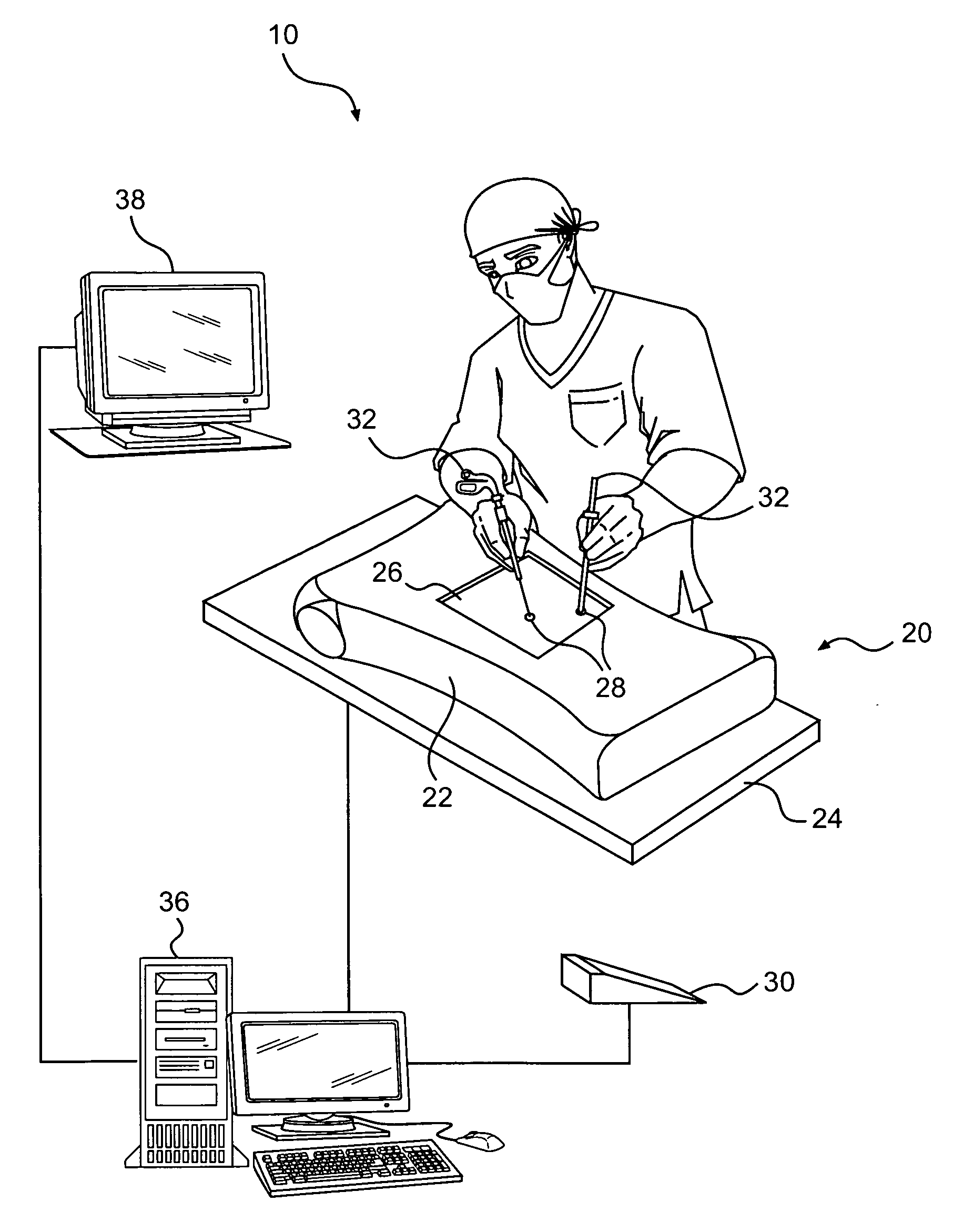 Surgical training simulator having multiple tracking systems