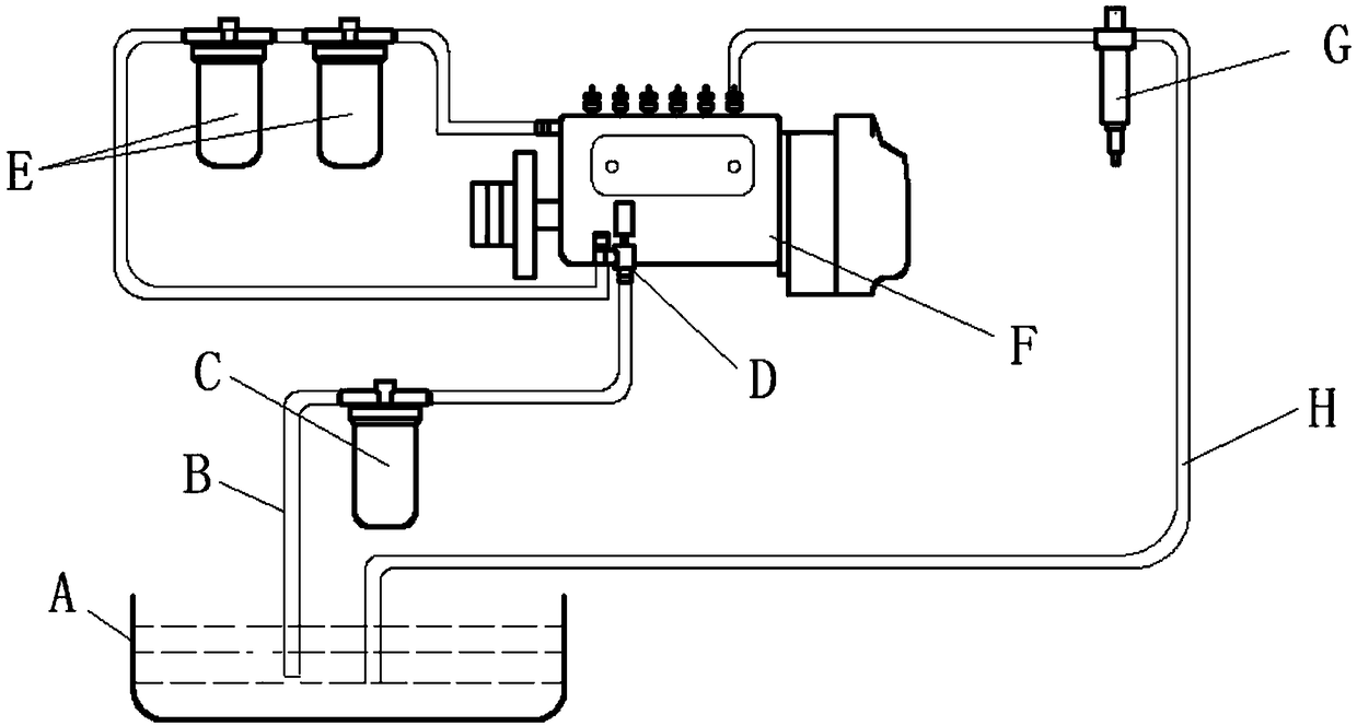 Flow-empty prevention device for diesel engine fuel oil low-pressure pipeline