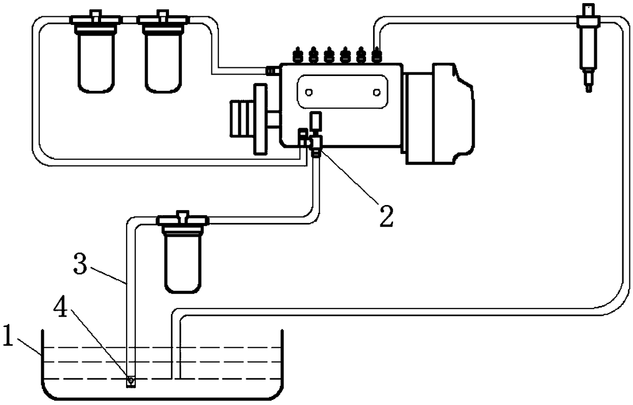 Flow-empty prevention device for diesel engine fuel oil low-pressure pipeline