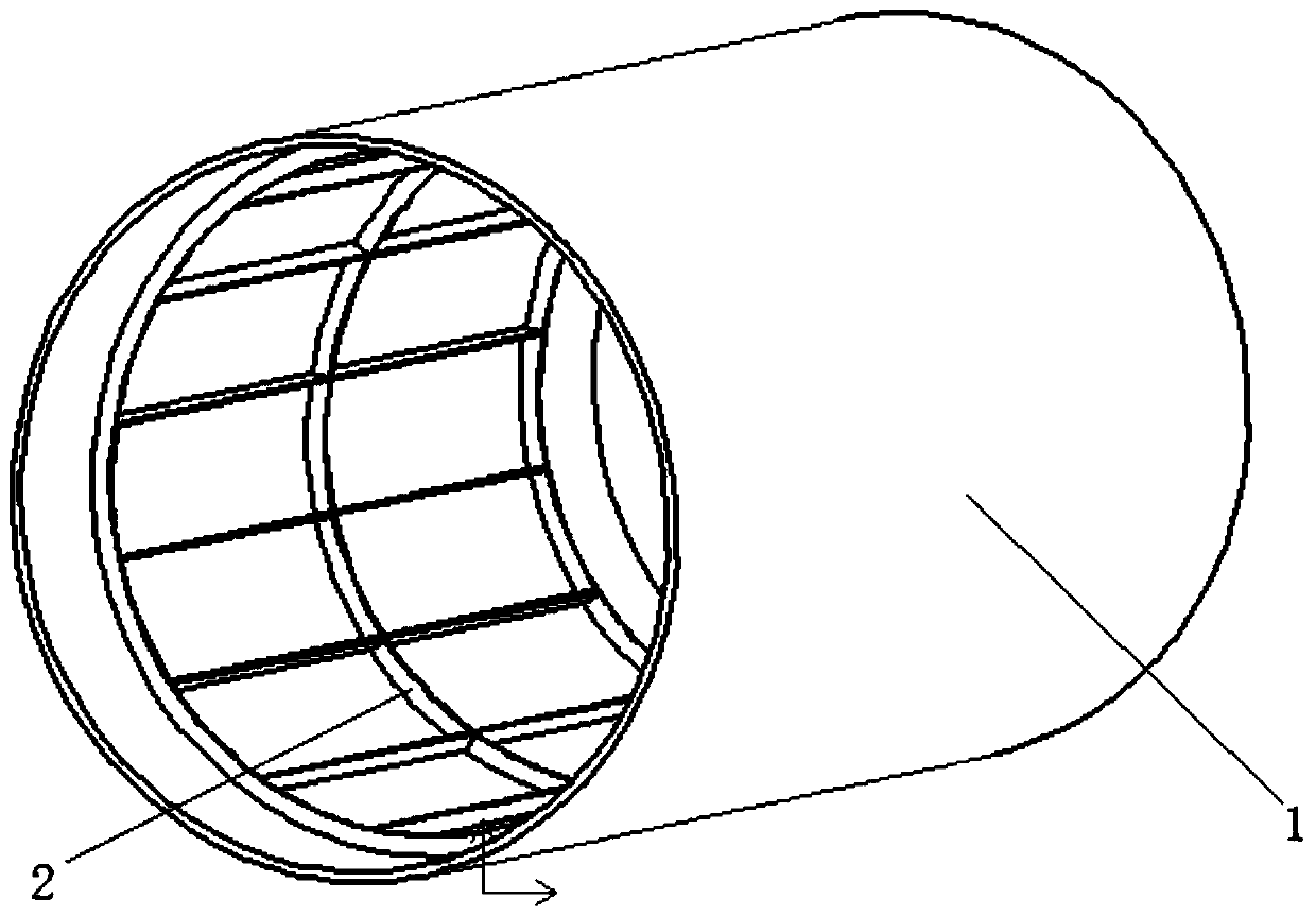 Mold for integral molding and manufacturing of carbon fiber grid bearing cylinder and molding method