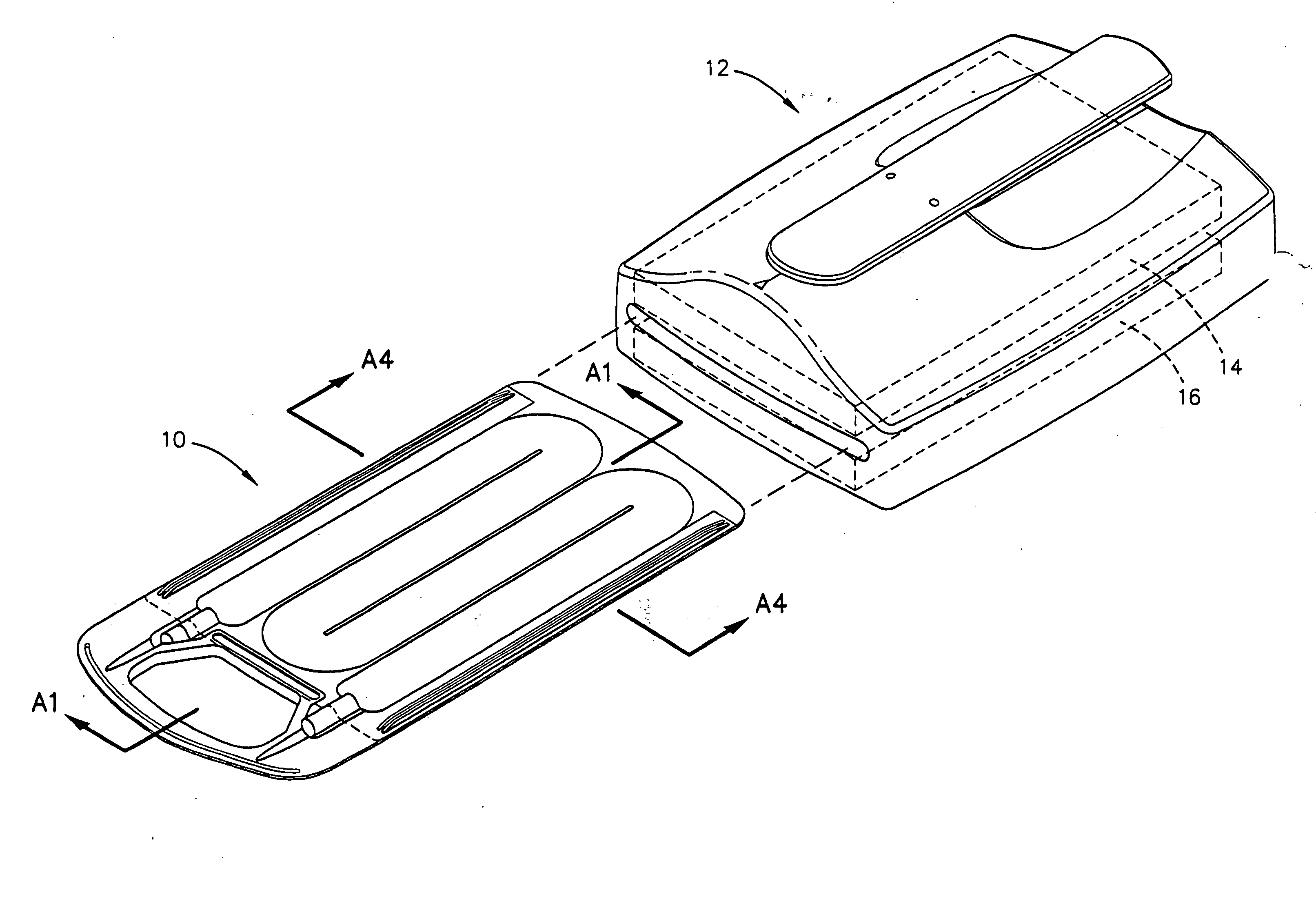 Intravenous fluid warming cassette with stiffening member and integral handle