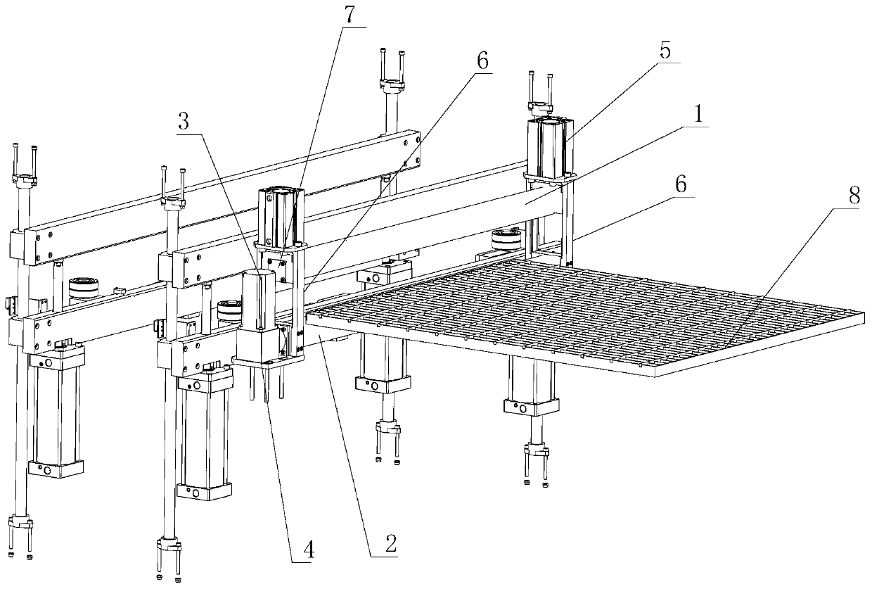 Automatic shearing system, automatic shearing method and automatic production line for steel grid plate as well as manufacturing method