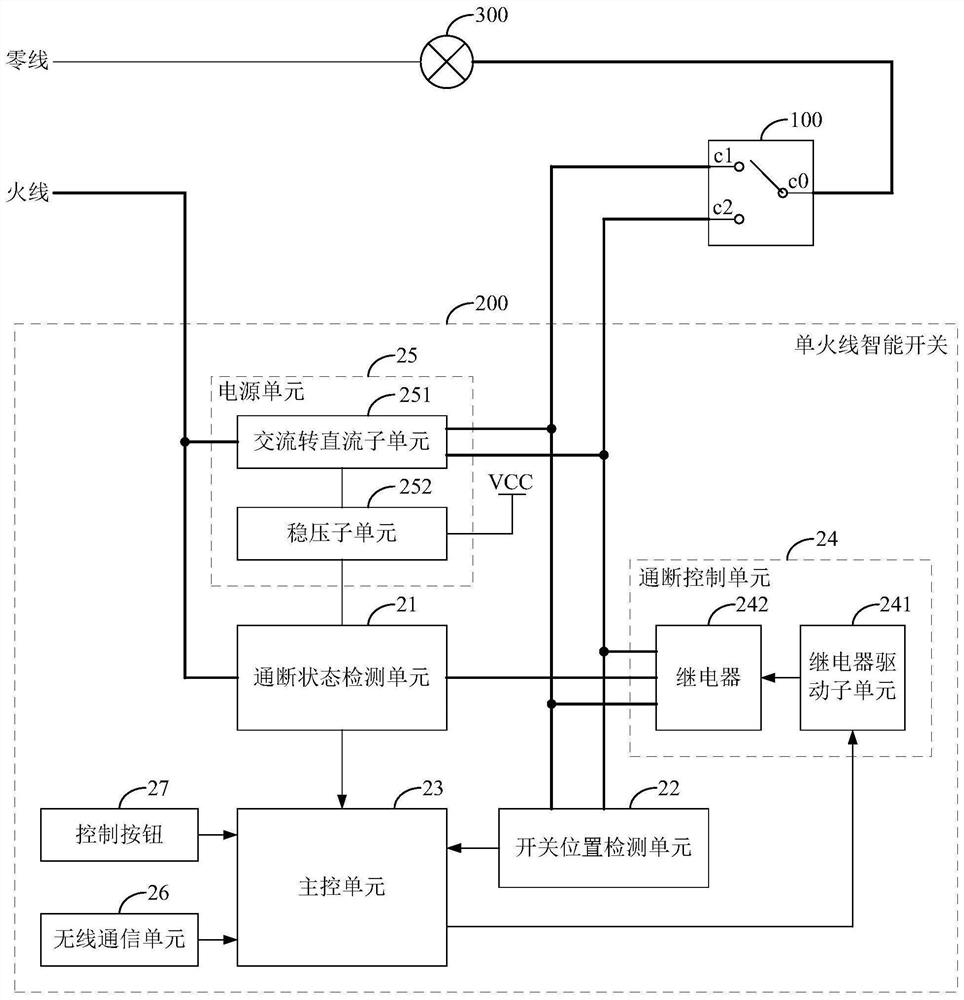 Single-live-wire intelligent switch and single-live-wire multi-control switch