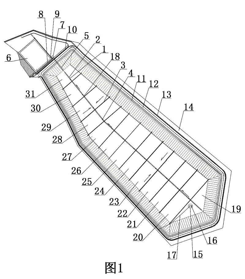 Valley-type refuse landfill series multi-partition rain and sewage shunting device and method