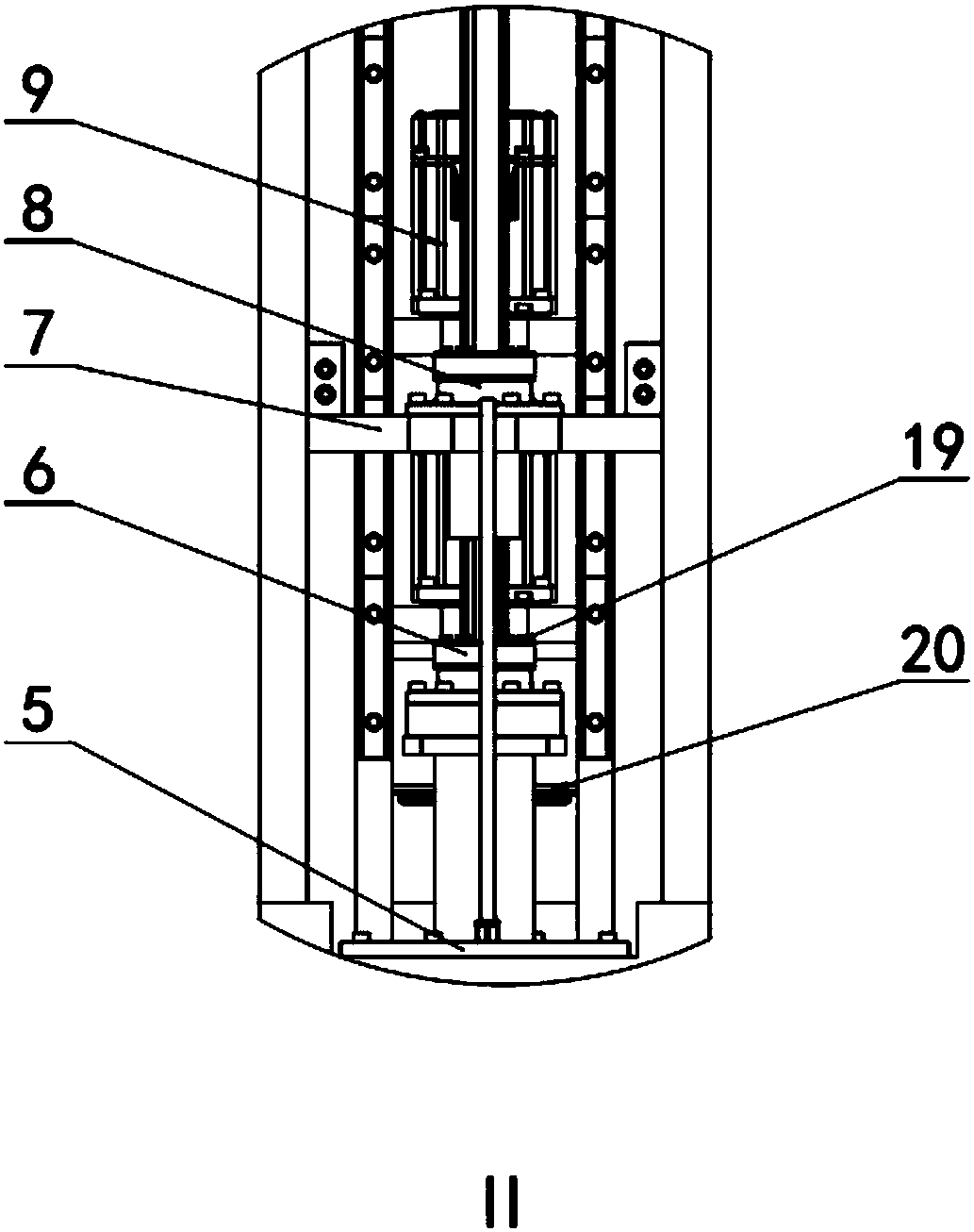 An integrated device for charging and compacting cylindrical cavity, vacuuming, screwing and sealing