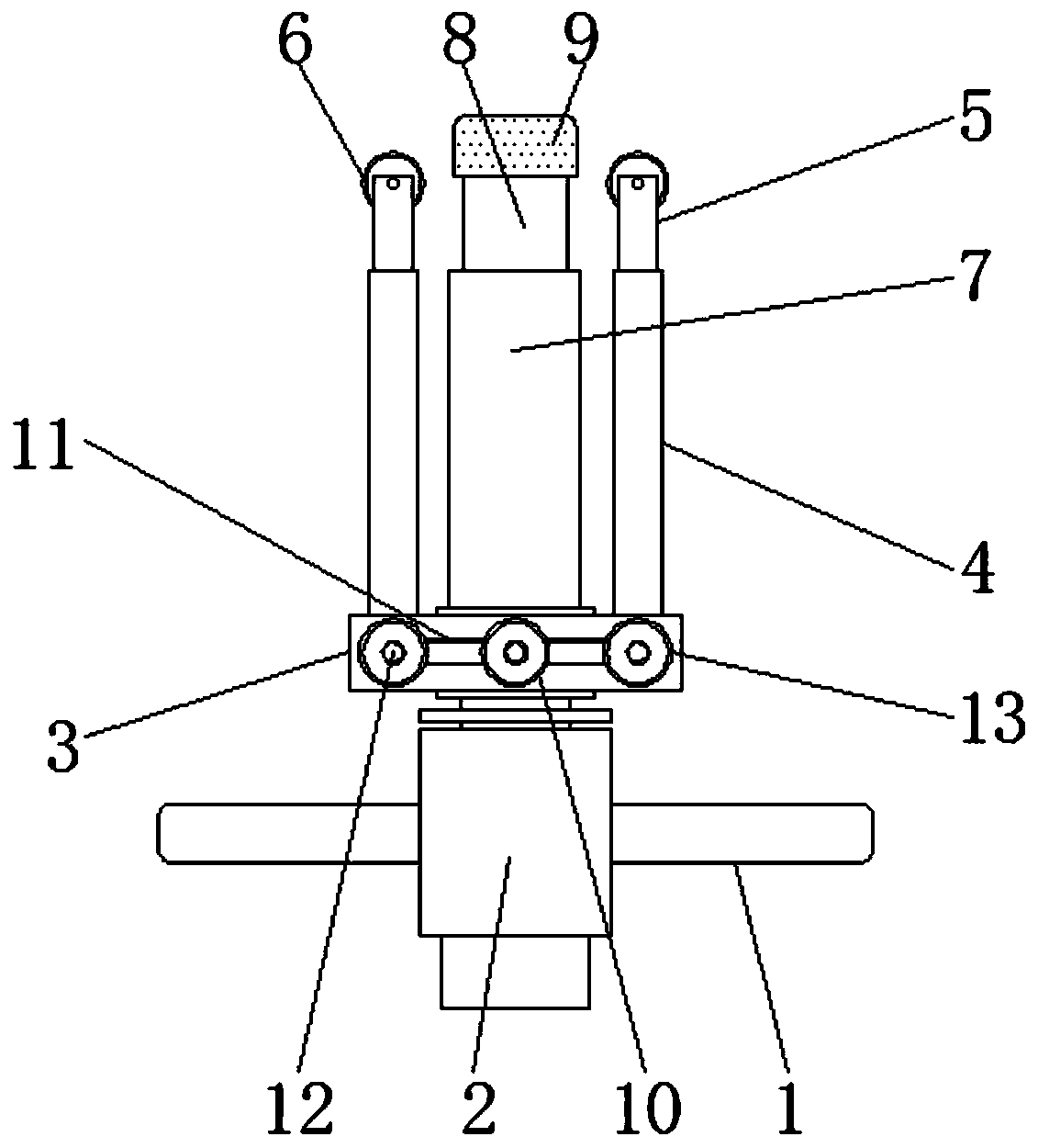 Reinforcing steel bar straightening device capable of conveniently performing multi-angle regulation