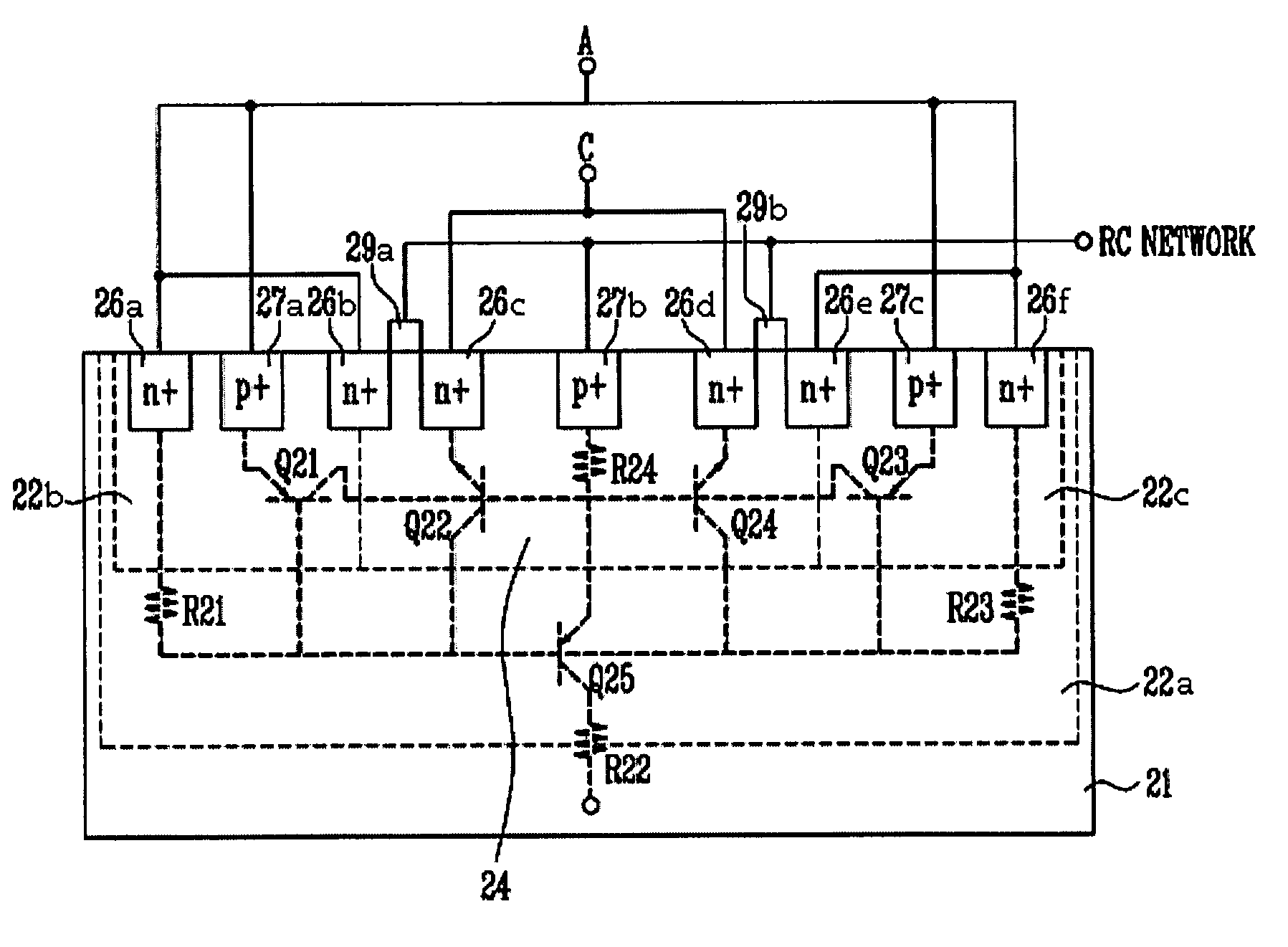 Electrostatic discharge protection circuit using triple welled silicon controlled rectifier