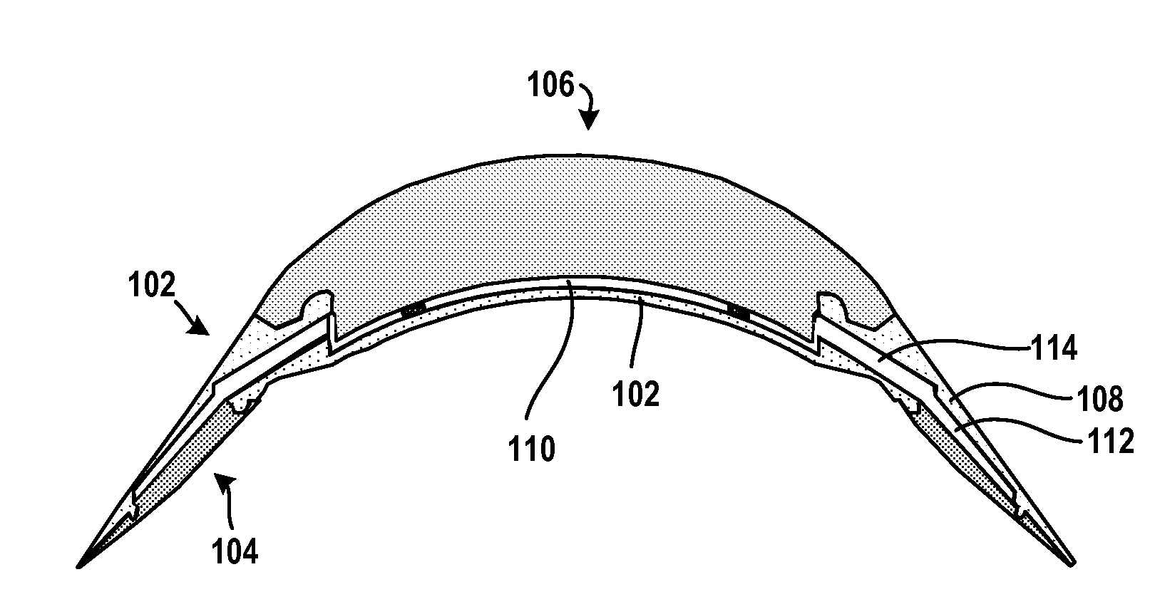 Multicomponent optical device having a space