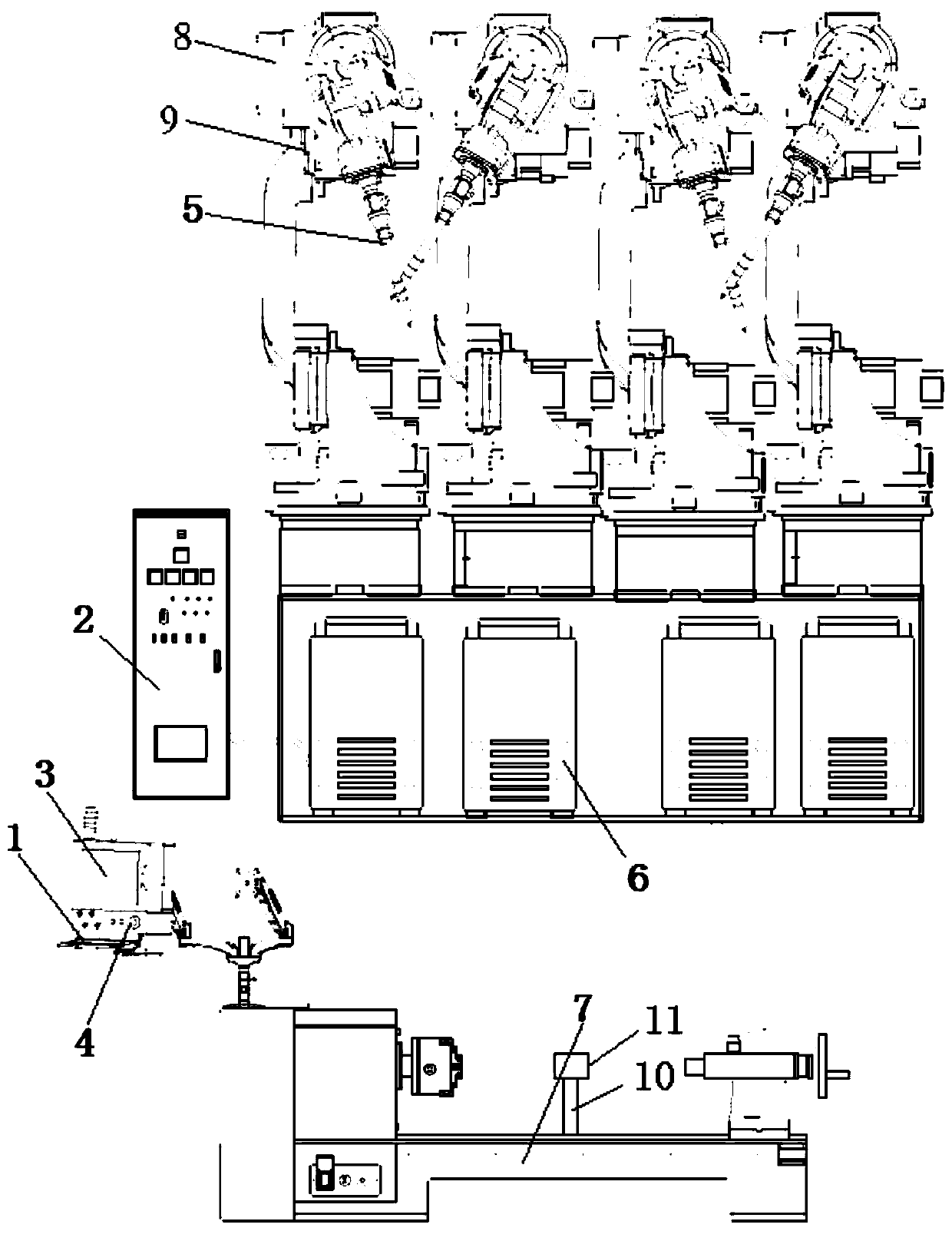 Main shaft front and back welding process based on welding main driving system