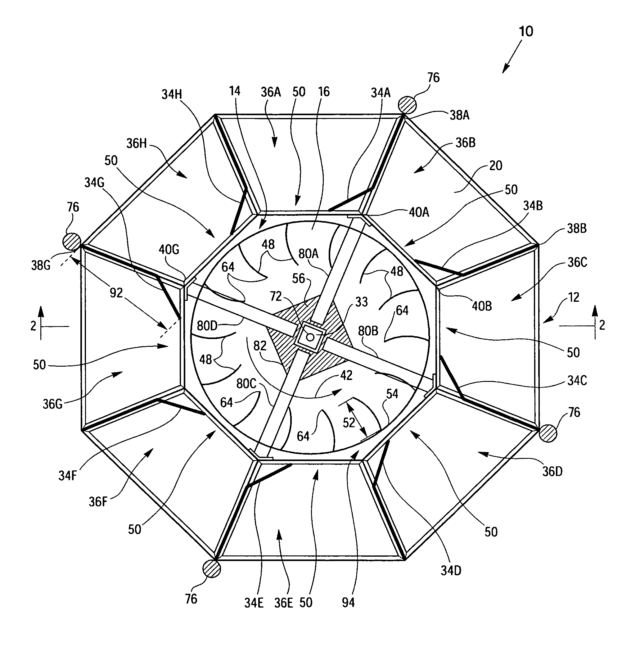 Open-flow vertical wind generator