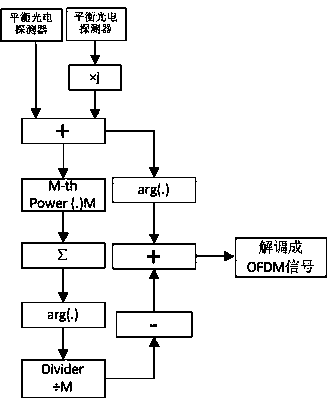 System adopting phase diversity receiving technology to receive coherent light orthogonal frequency division multiplexing access signals