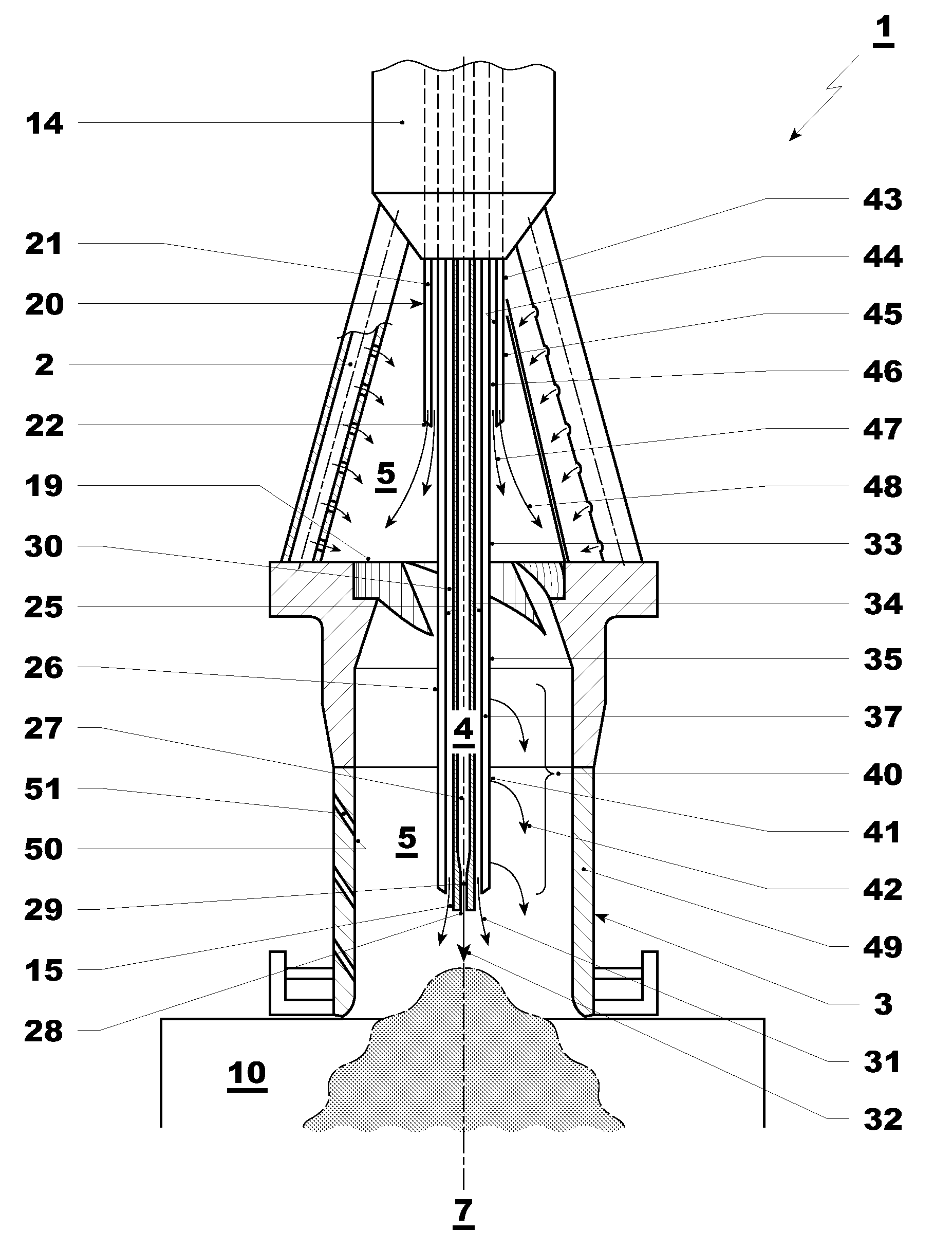 Burner for a combustor of a turbogroup