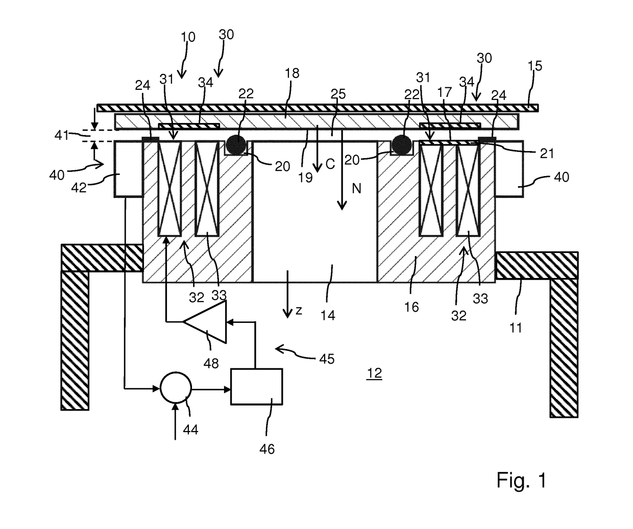 Closure or lock device for a vacuum chamber