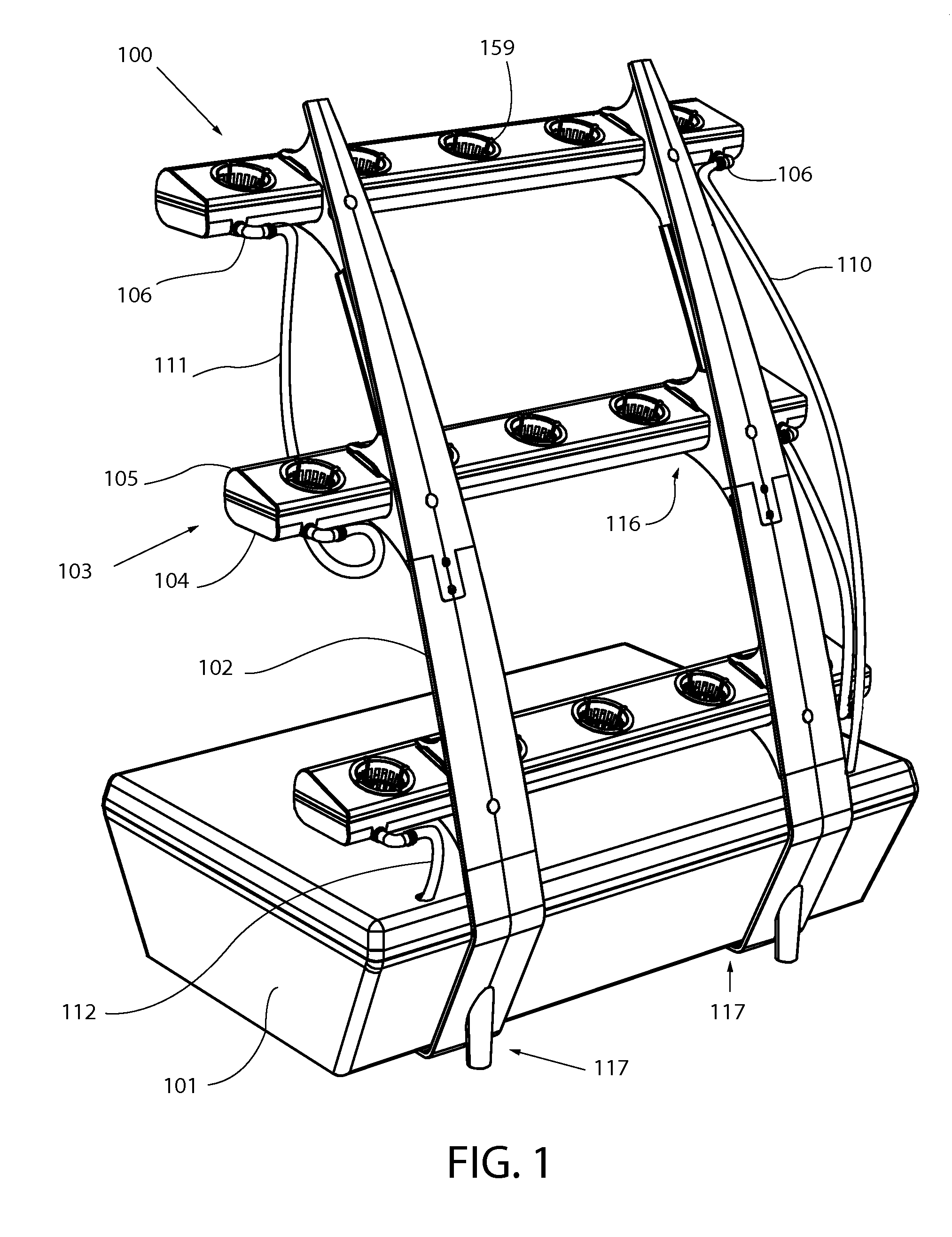 Tiered hydroponic growing stand