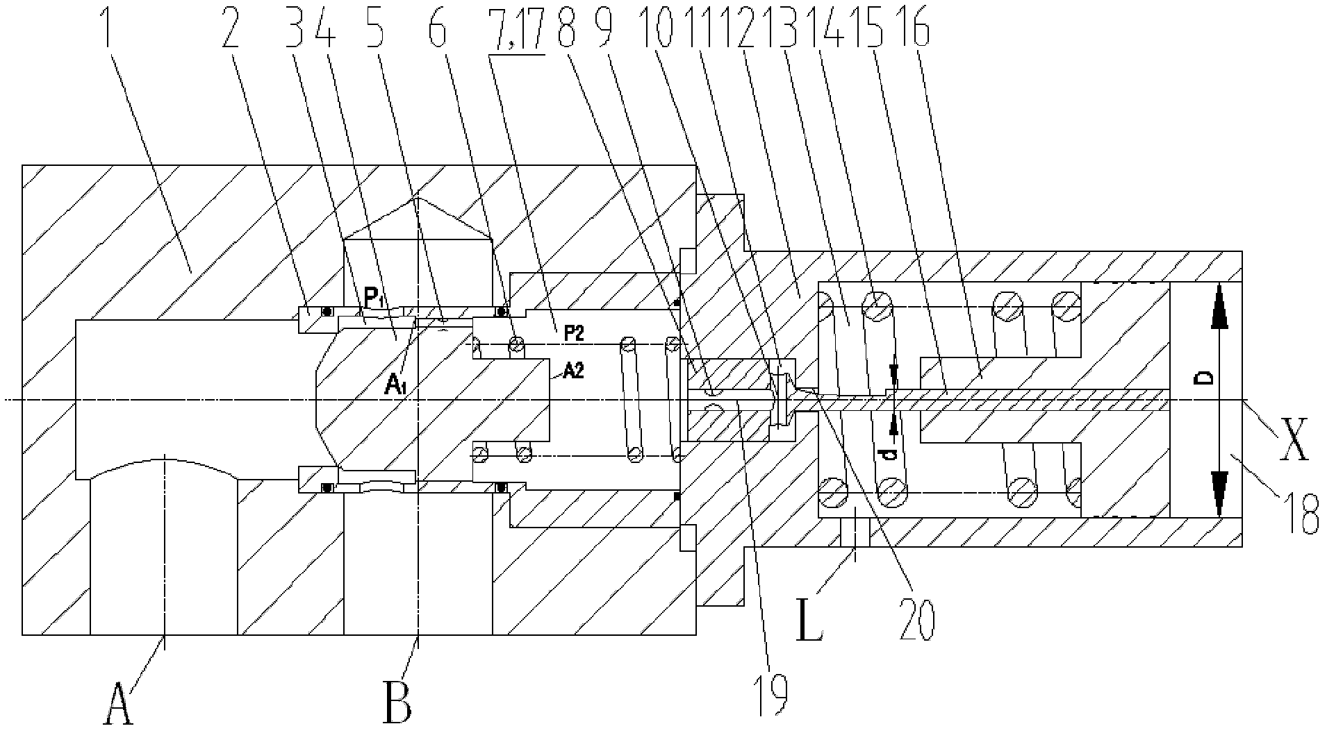 Balanced valve, hydraulic cylinder expansion control loop and crane