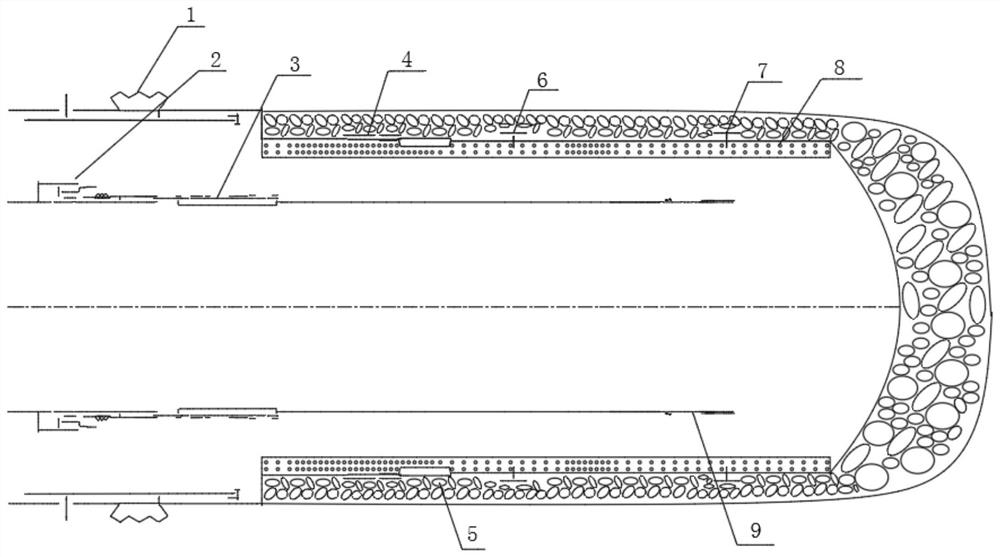 Water control well completion pipe string with tripping-in variable-density screen pipe and continuous packer