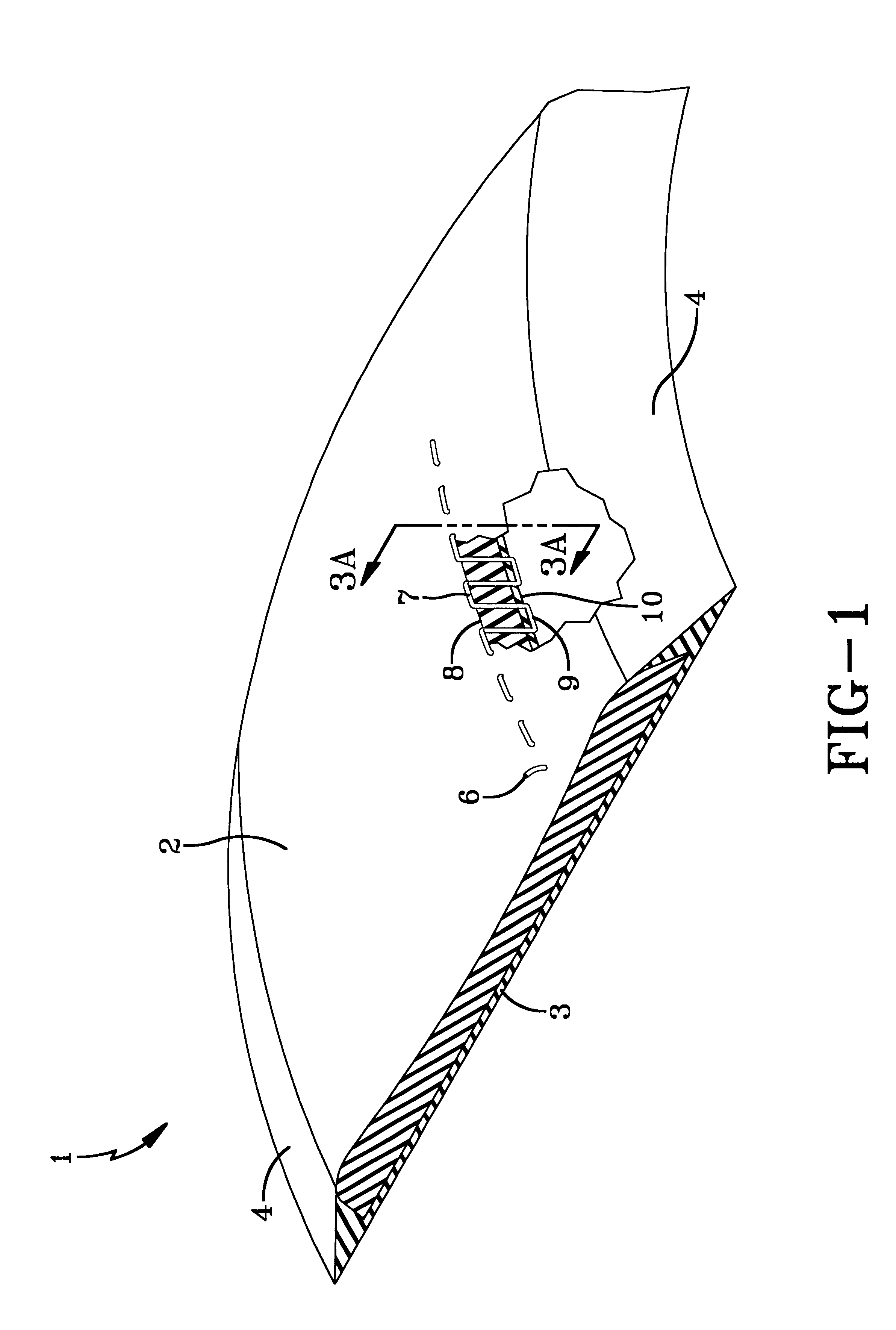 Tire with tread containing electrically conductive stitched thread