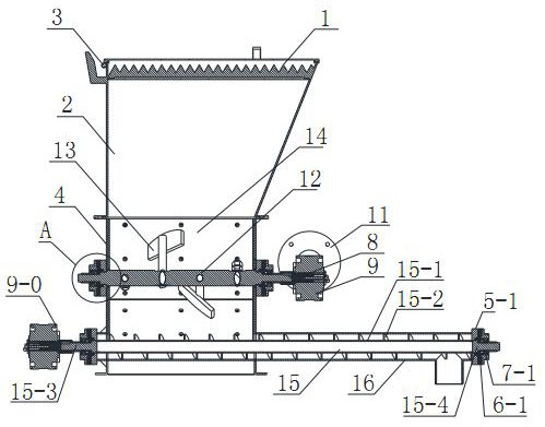 Stirring spiral conveying device