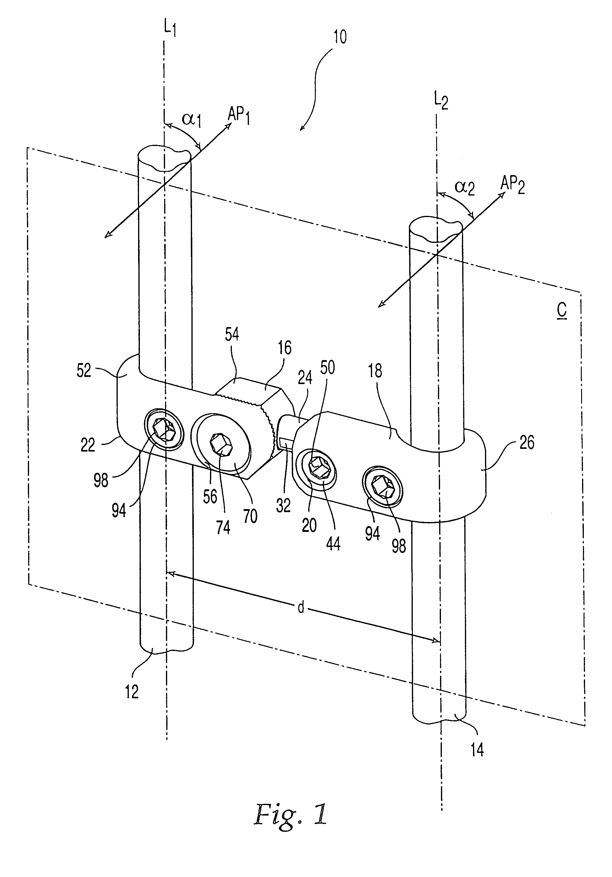 Transconnector for coupling spinal rods