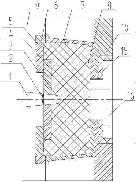 A low-pressure metal mold for an aluminum flywheel housing