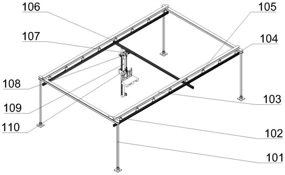 Tank crawler belt moving support automatic feeding device and conveying system