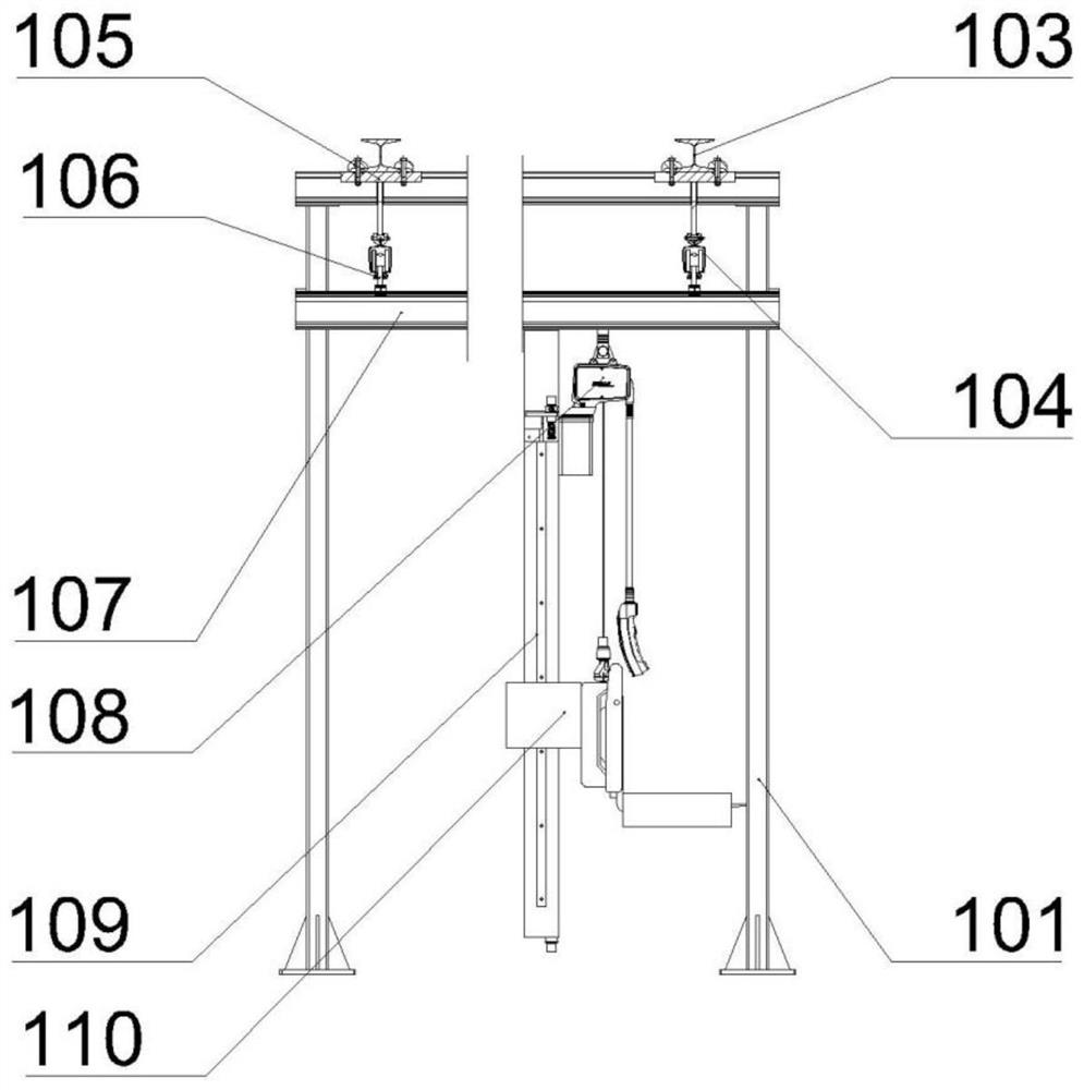 Tank crawler belt moving support automatic feeding device and conveying system