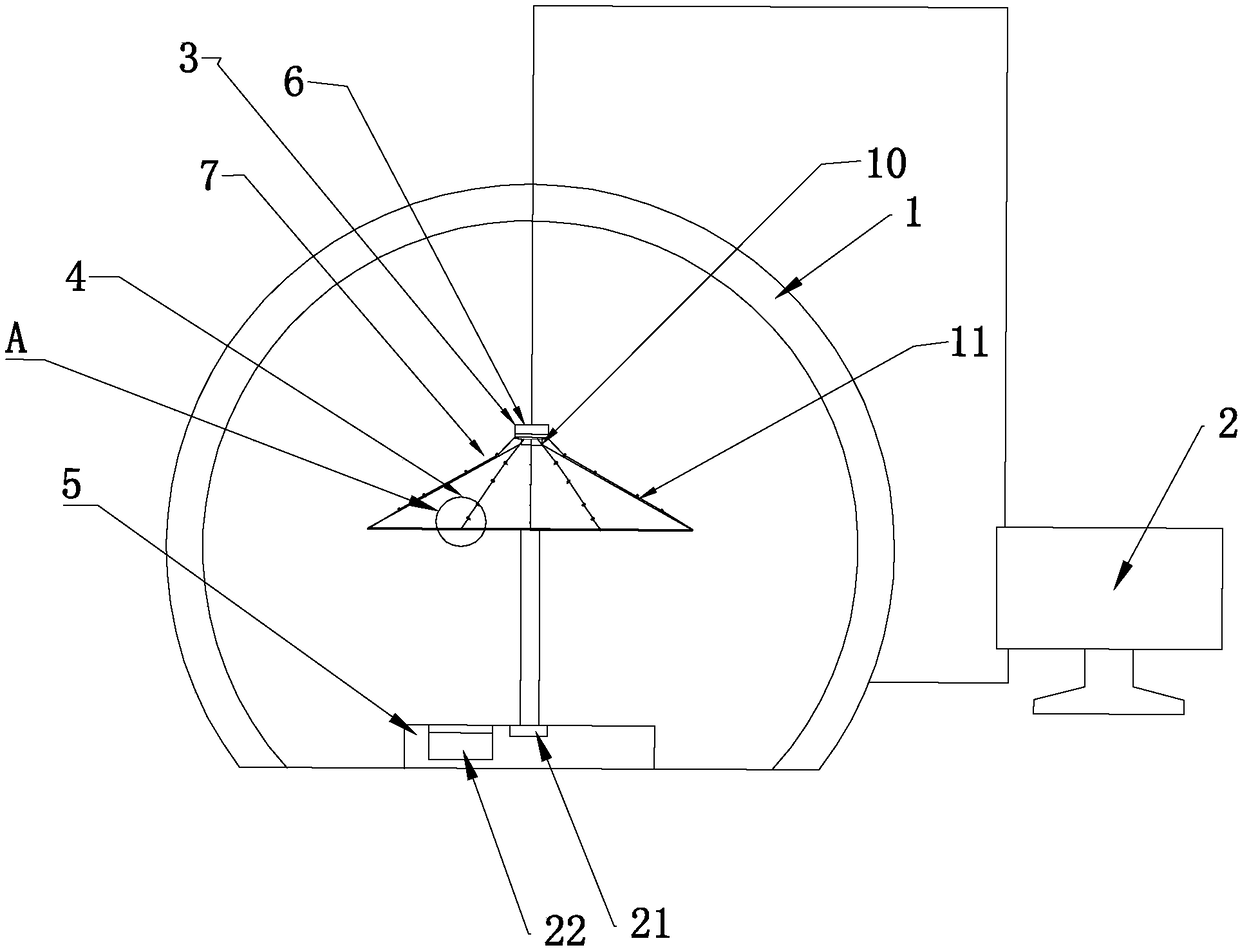 Device for testing wind resistance of umbrella rib of umbrella stand