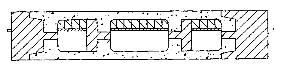 One-step forming method for producing hollow light partion strip board and its flat mould