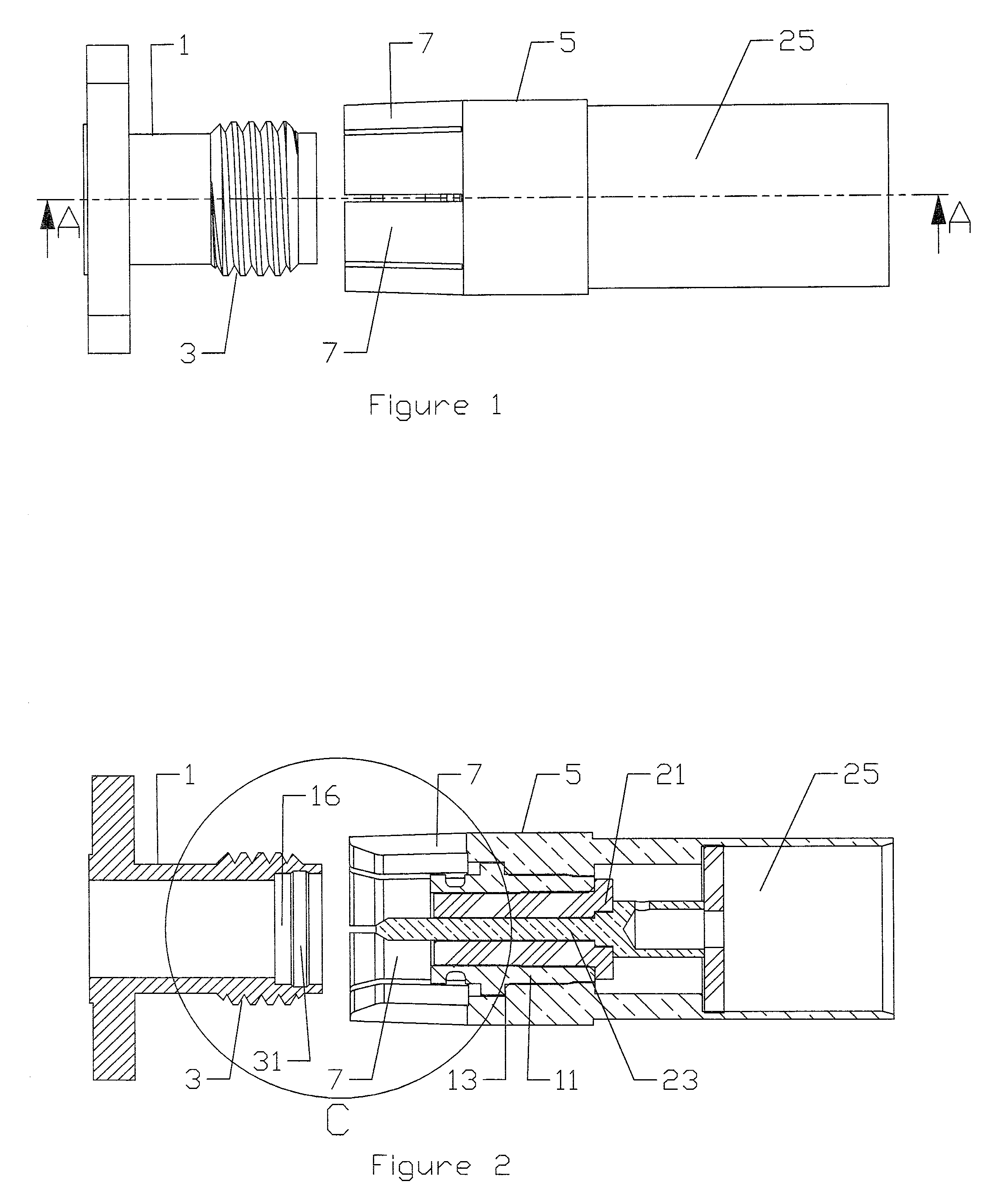 Push-on connector interface