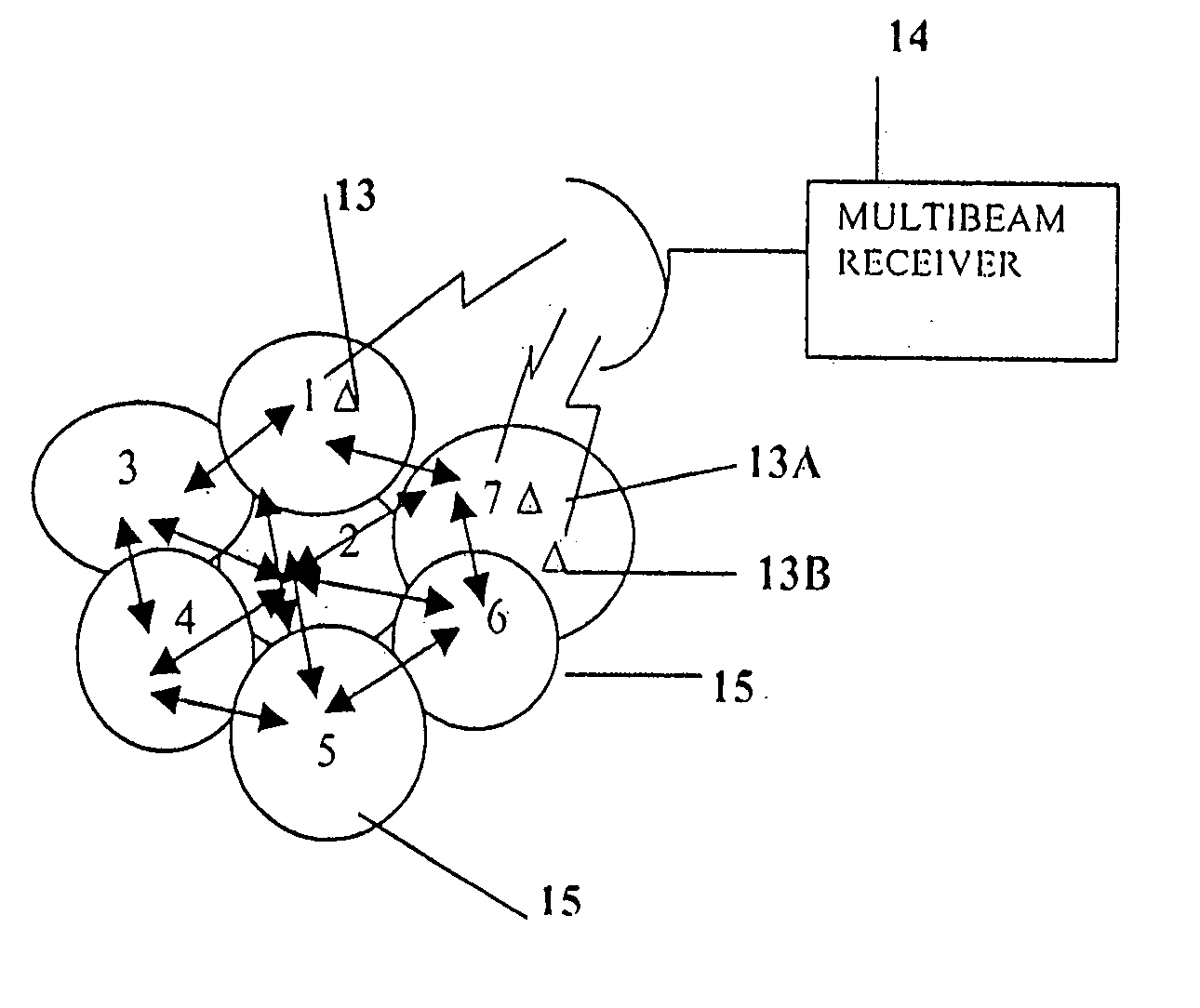 Multiple access system and method for multibeam digital radio systems