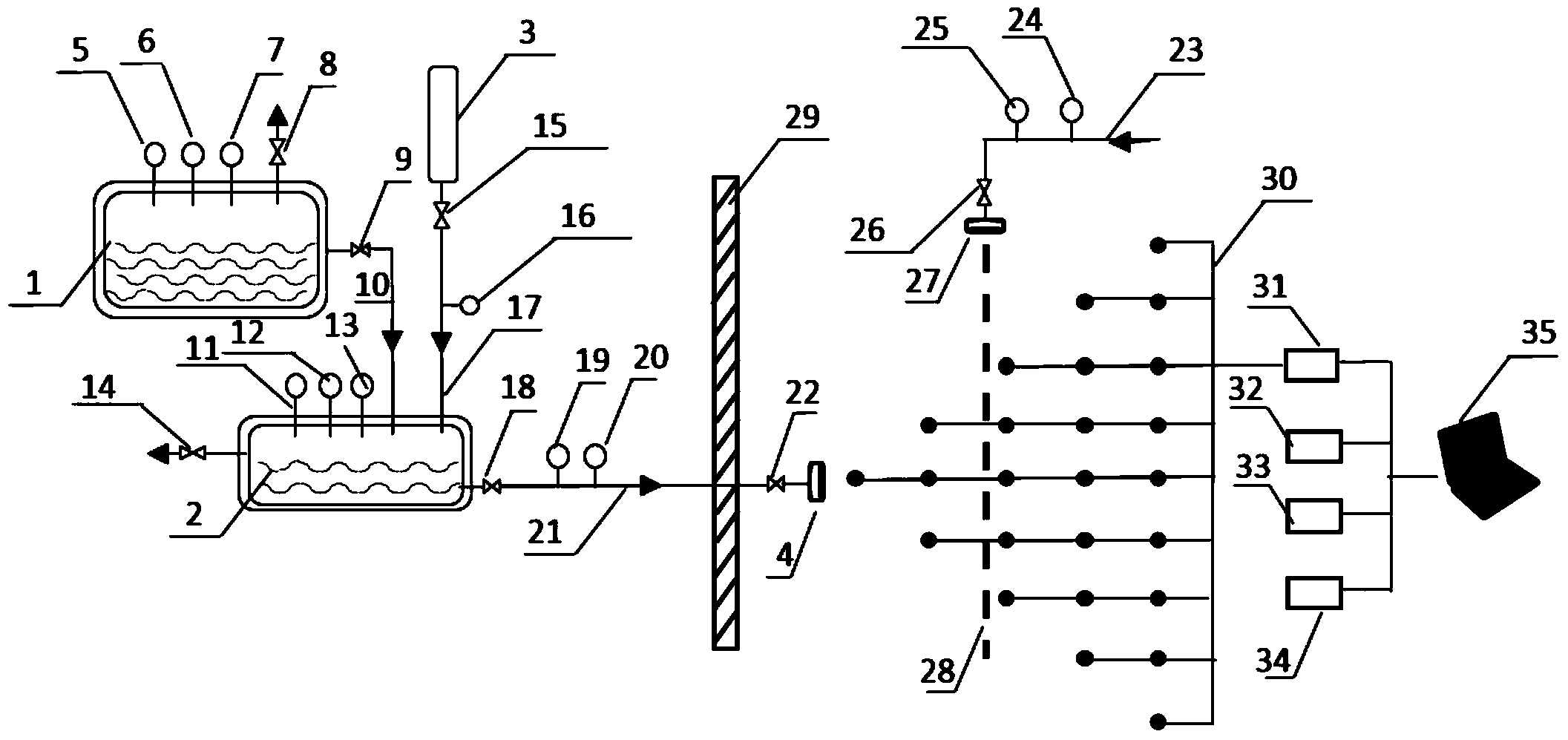 LNG leakage water curtain restraint experiment device