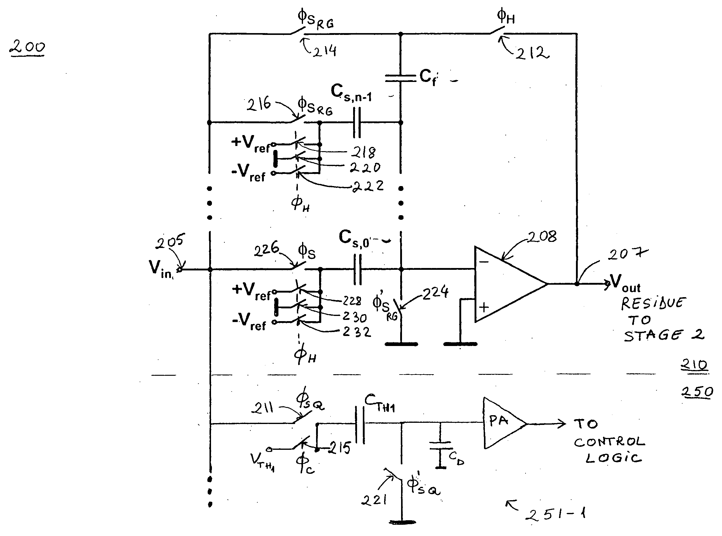 Analog-to-digital converter without track-and-hold