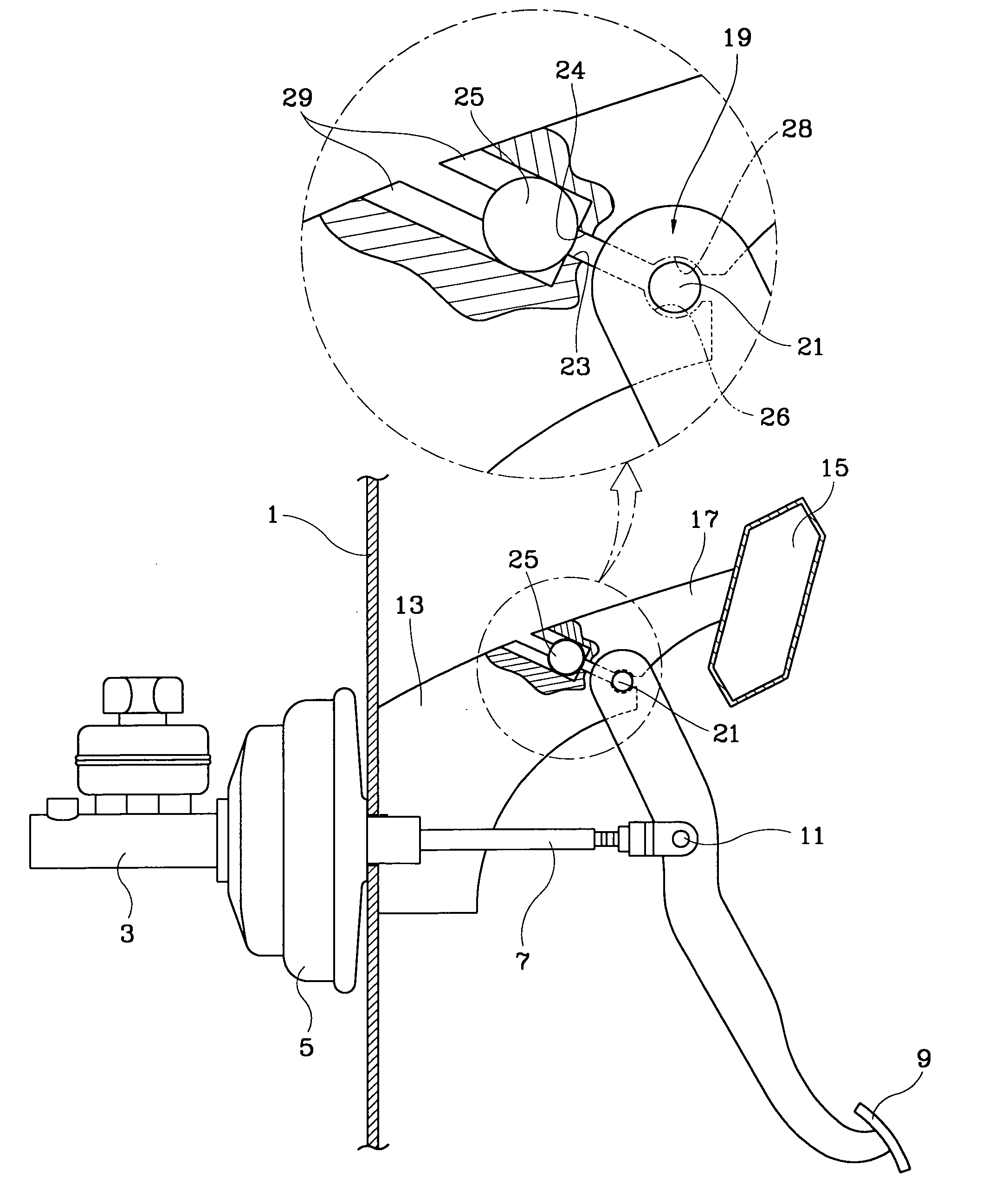 Brake pedal assembly for vehicle